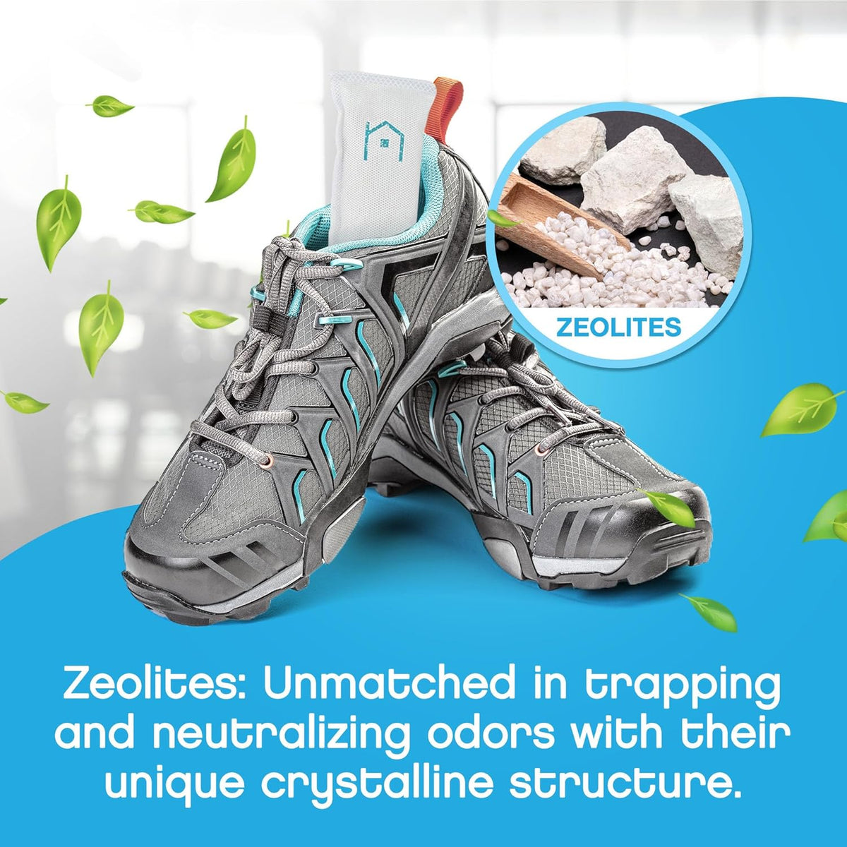 NonScents Shoe Deodorizer 2-Pack (4 Count) - Odor Eliminator, Air Freshener, Smell Absorber, Scent Remover for Shoes, Gym Bags, Soccer Cleats, Closets, Pet Area, Reusable - Shoe Deodorant