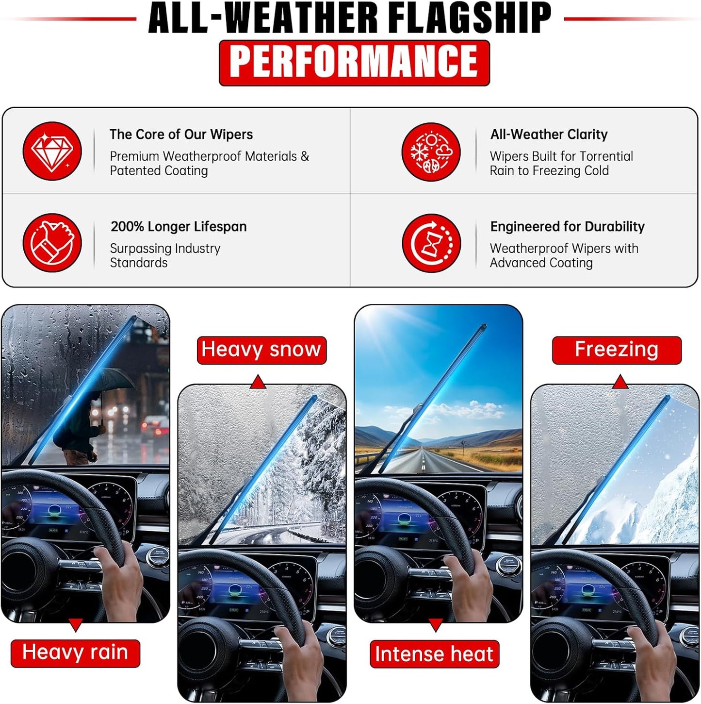 Windshield Wiper Blades Replacement for 2012-2017 Chevy Chevrolet Sonic, Aveo, 2011-2017 Holden Barina Original Factory Quality Front Rear Wipers Blade Set for My Car - 26"/15"/11" (Pack of 3)