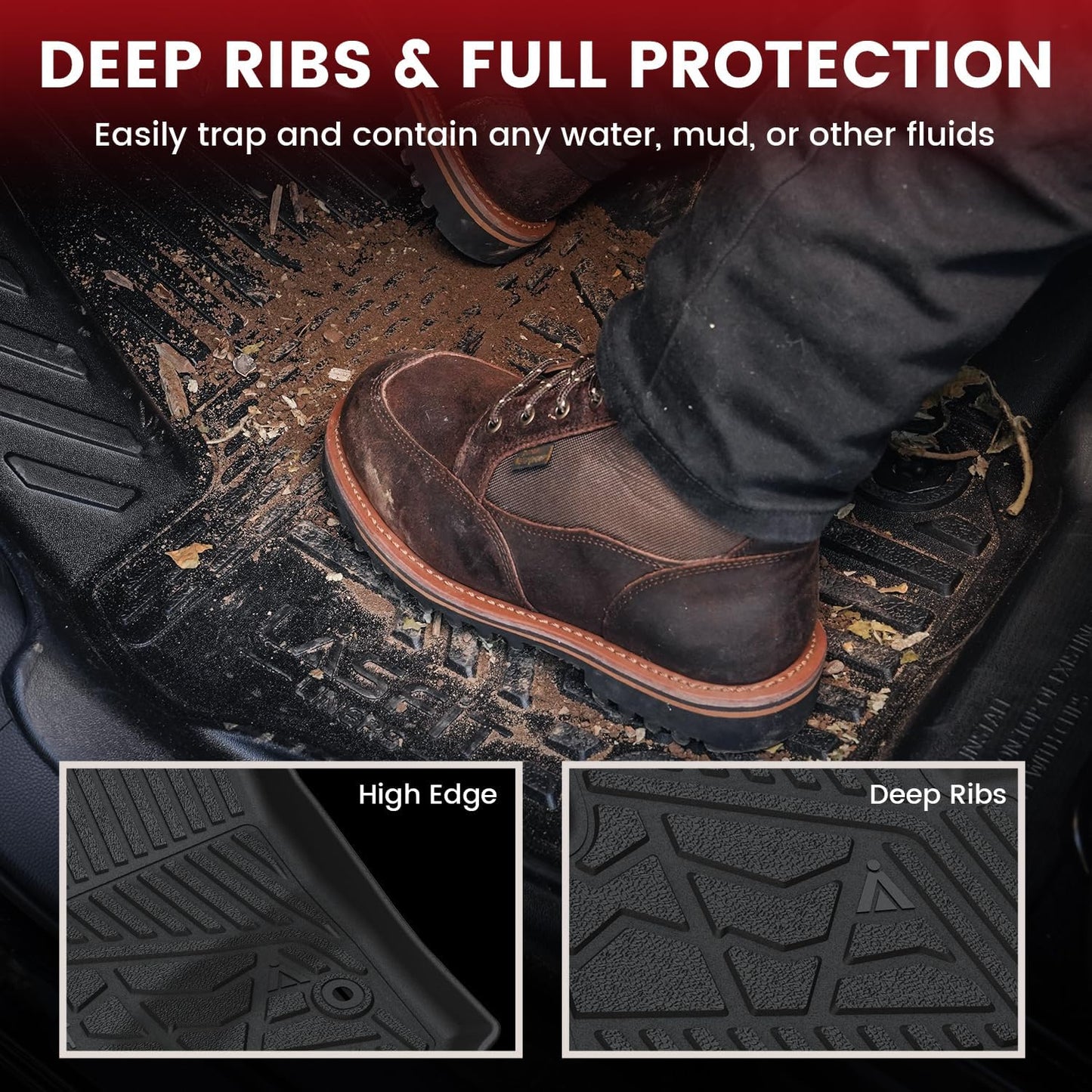 LASFIT Floor Mats & Cargo Liner 2021-2025 & Only 7 Seats (Not for 8/9 Seats) for Chevy Suburban/GMC Yukon XL(Only Yukon XL, Not Fit Yukon)/Cadillac Escalade ESV(Only Escalade ESV, Not Fit Escalade)