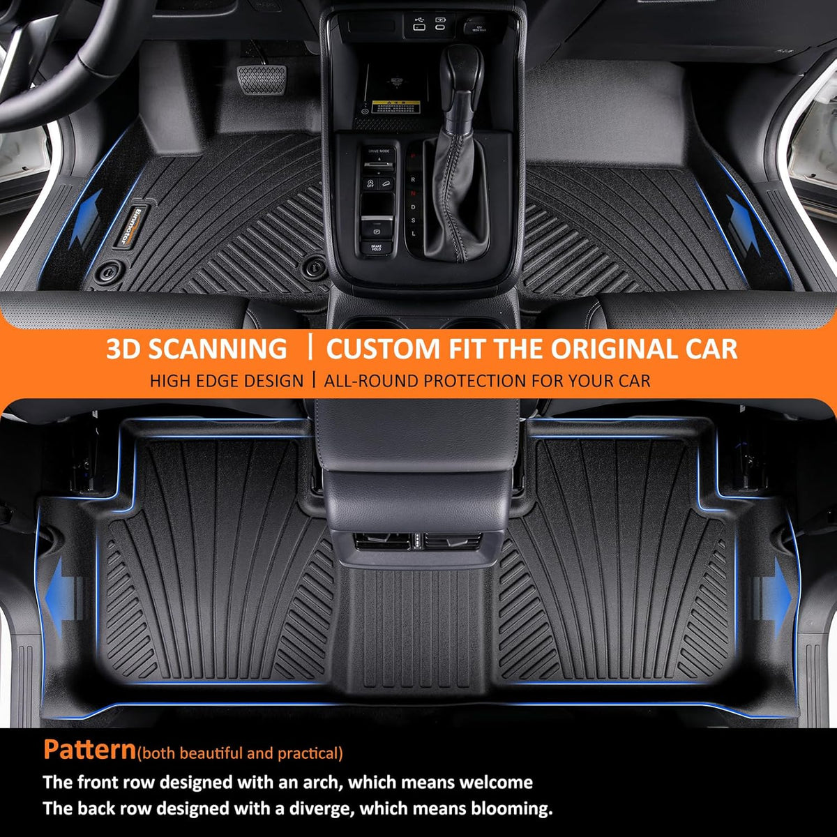 Binmotor-Floor Mats & Cargo Liner for Hyundai Elantra 2025 2024 2023 2022 2021, All Weather Car Floor Mat for Elantra Accessories (Include Elantra N)