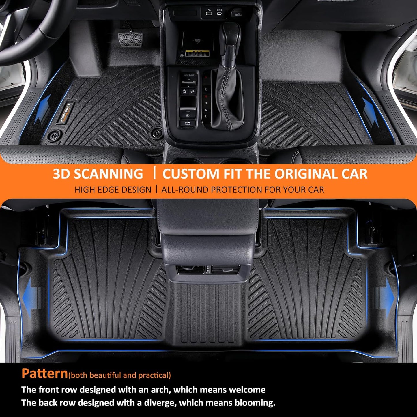 Binmotor-Floor Mats for 2023-2025 Chevy Colorado Crew Cab/GMC Canyon, TPE All Weather Protection Heavy Duty Floor Liners for Chevy Colorado-Black