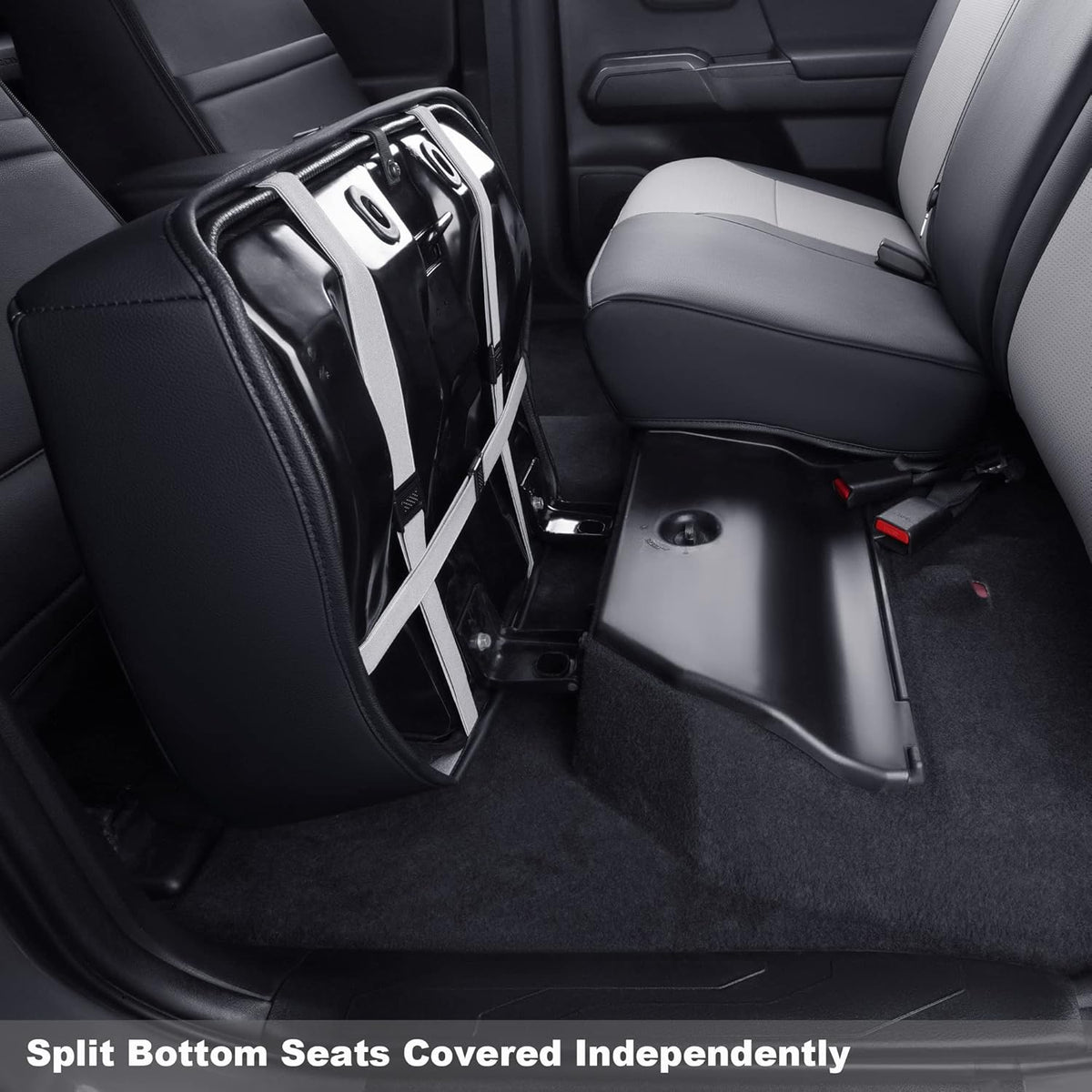 LUCKYMAN CLUB Tacoma Custom Fit Seat Covers for 2024 2025 Tacoma Crew Cab with Faux Leather (Black & Gray)