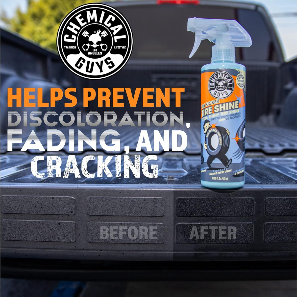 Chemical Guys Tire Kicker Sprayable Extra Glossy Tire Shine (Works on Rubber, Vinyl & Plastic) Safe for Cars, Trucks, Motorcycles, RVs & More, 16 fl oz