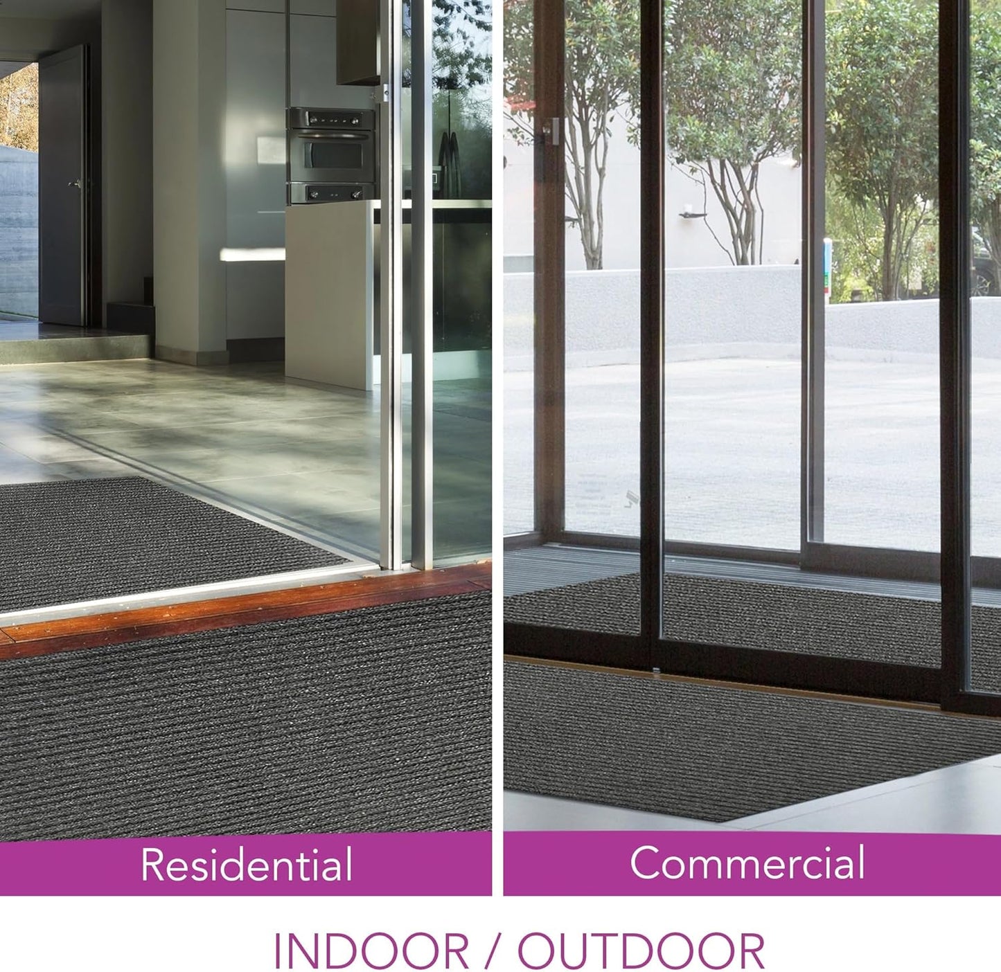 iCustomRug Spartan Weather Warrior Duty Indoor/Outdoor Utility Ribbed in 3ft,4ft,6ft Widths 70 Custom Sizes with Natural Non-Slip Rubber Backing 4'X9' in Charcoal