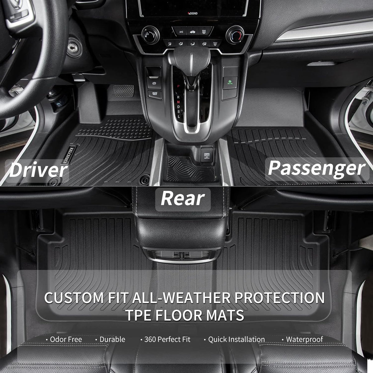 KELCSEECS® Floor Mats & Cargo Liner Custom for 2018-2022 Honda Accord/Honda Accord Hybrid All Weather Protection TPE Floor Liners Front& Rear Row Full Set Accessories Black