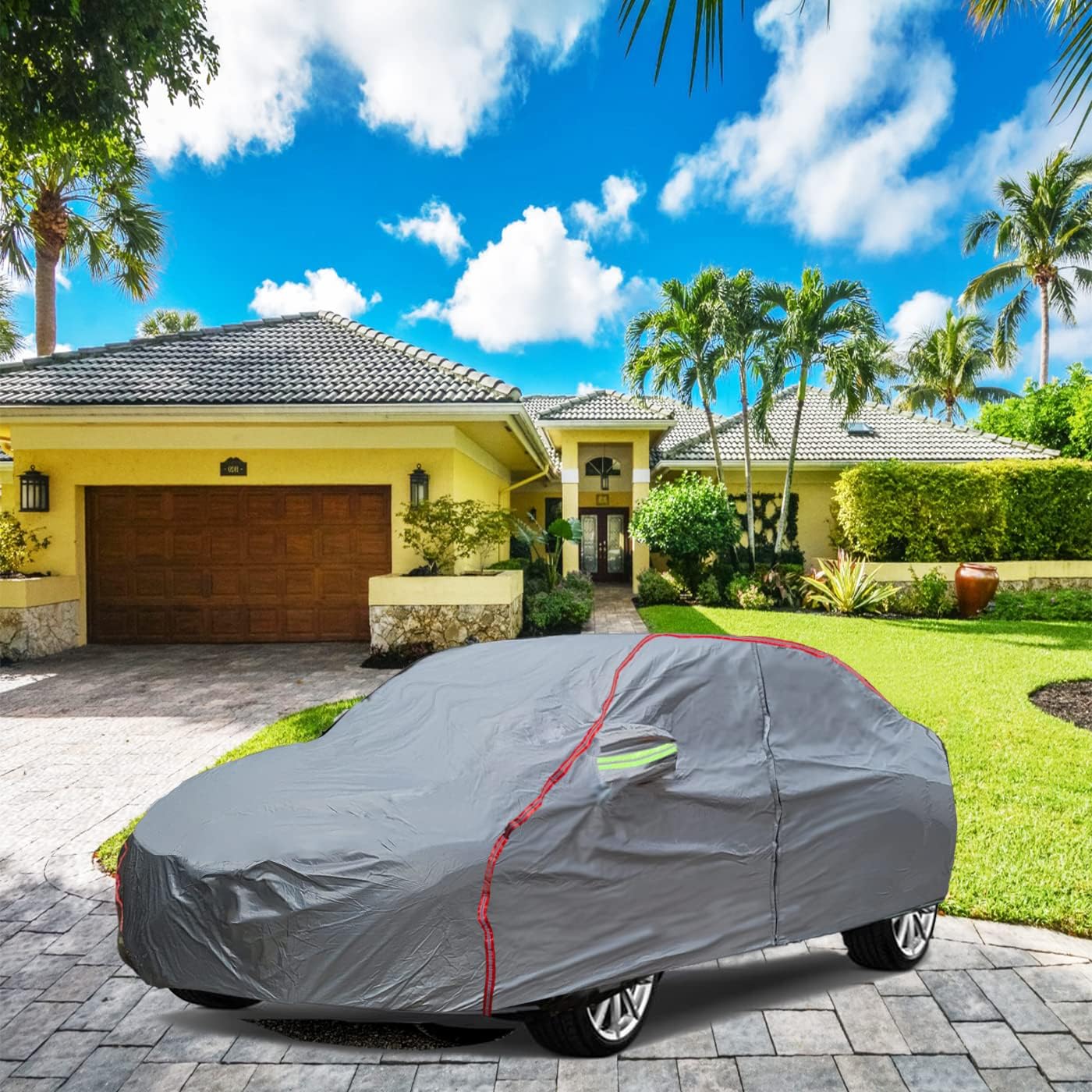 Breathable New Material, Waterproof Car Cover, Locks and Zipper Doors, Sunscreen Waterproof UV Prevention Snowproof Wind and Windproof,Suitable for Indoor Outdoor,for SUV (181" to 190") C11