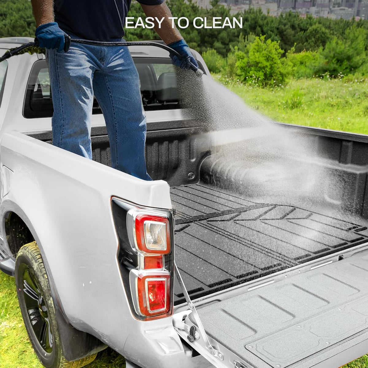 AUTOSAVER88 5.8FT Truck Bed Mat Fit for Chevrolet Silverado/GMC Sierra 1500 2019-2025, All Weather Protection TPE Heavy Duty Pickup Cargo Mat for Chevy Silverado Bed Liner Accessories, Black