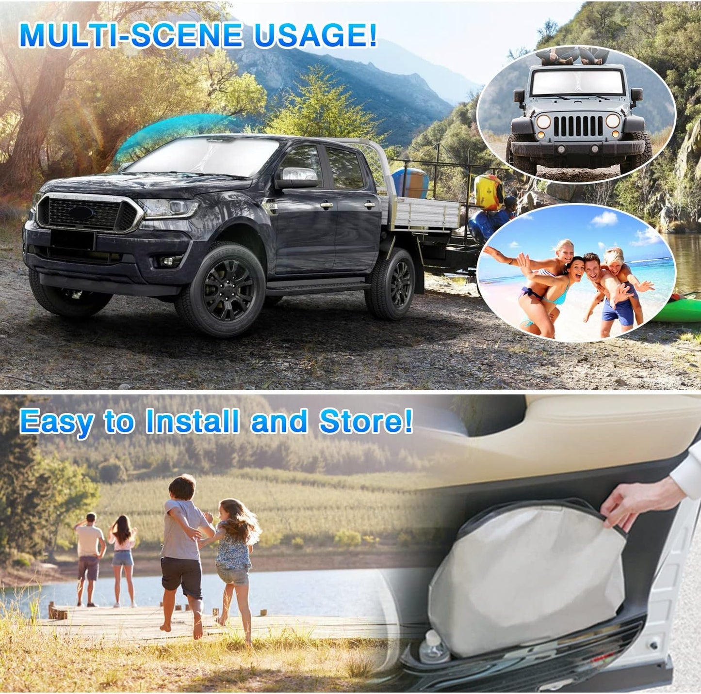 T TGBROS Windshield Sun Shade Custom Fit for 2021-2023 2024 2025 Nissan Rogue Accessories Foldable Sun Shield Reflective Polyester Sun Visor Cover Block Heat and Sun Protection