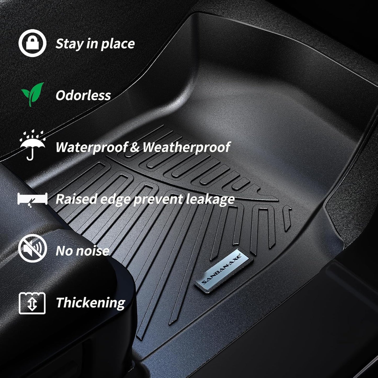 Floor Mats for 2014-2019 Chevy Silverado GMC Sierra 1500 Crew Cab, Chevrolet Silverado/Sierra 2500 HD/3500 HD Crew Cab TPE All Weather Protection Car Floor Liners Accessories