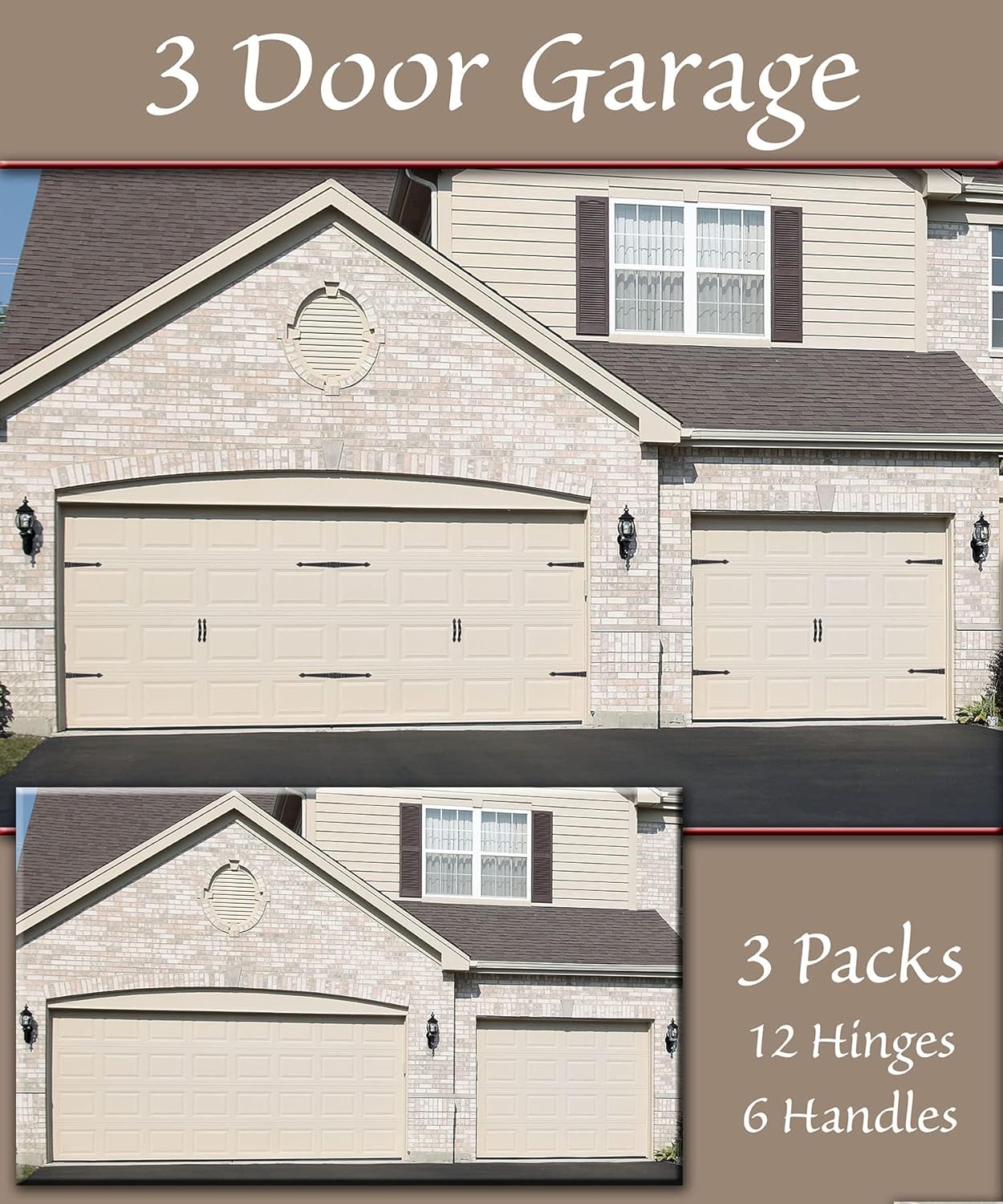 Household Essentials Hinge IT Premium Carriage House Handle & Hinge, Black Garage Door Magnet, 4 Hingle 2 Handles (Pack of 1)