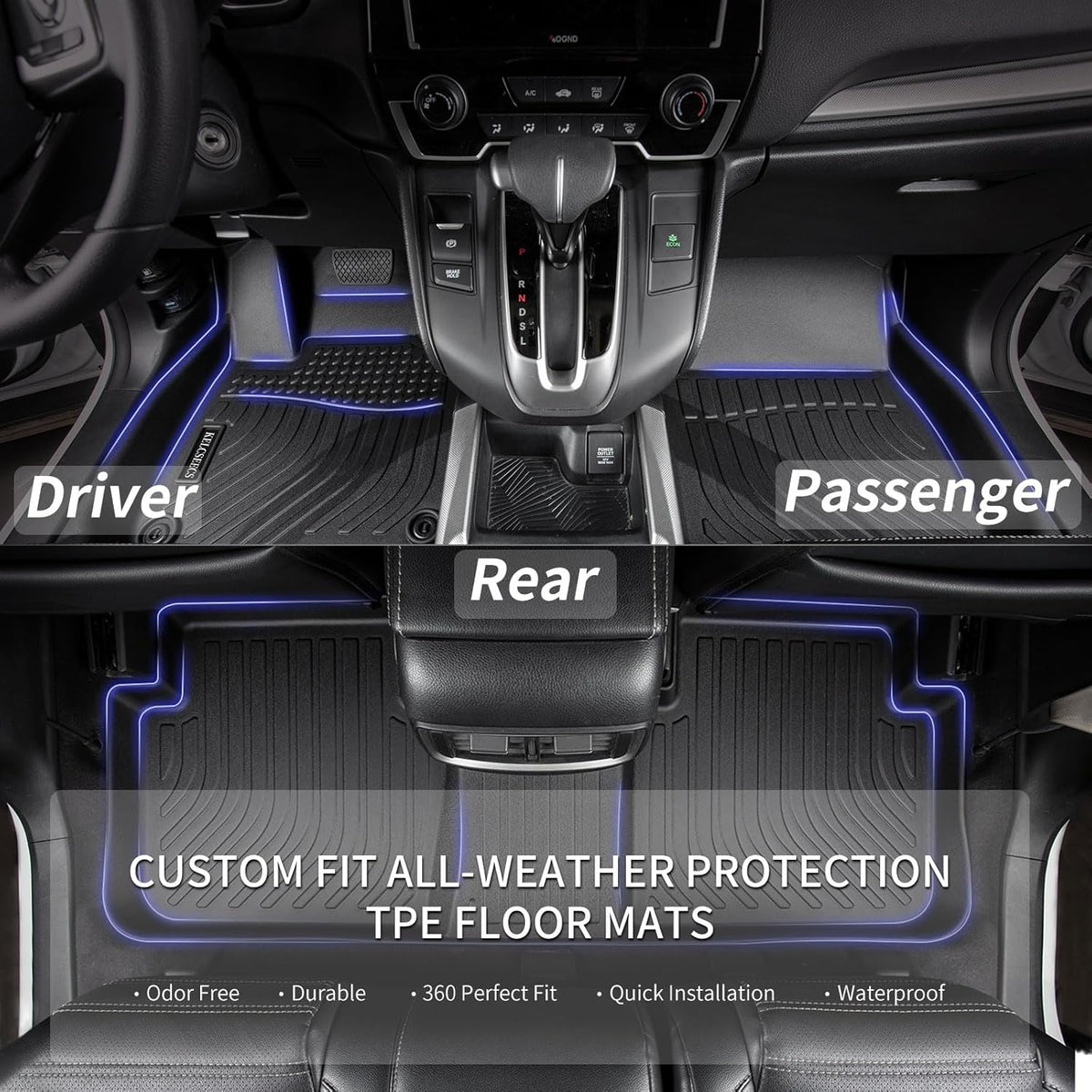 KELCSEECS® Floor Mats & Cargo Liner Custom for Elantra 2017-2020,All Weather Protection TPE Floor Liners Front& Rear Row Full Set Elantra Accessories Black