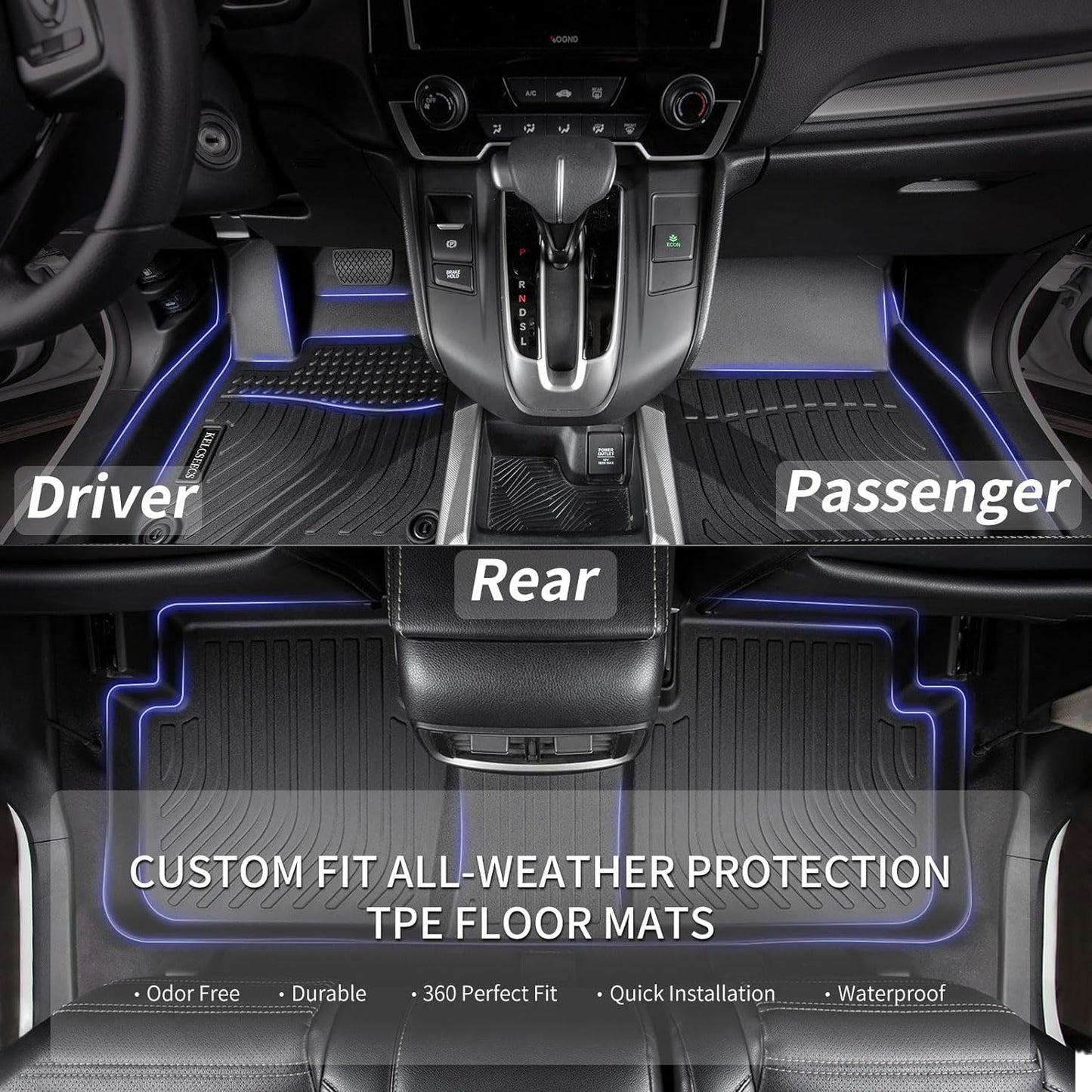 KELCSEECS Floor Mats & Cargo Liner Custom for 2024 2023 2022 Hyundai Ioniq 5 Movable Center Console (Sliding Center Console) All Weather Car Mat TPE Floor Liners Ioniq 5 Accessories Trunk Mat