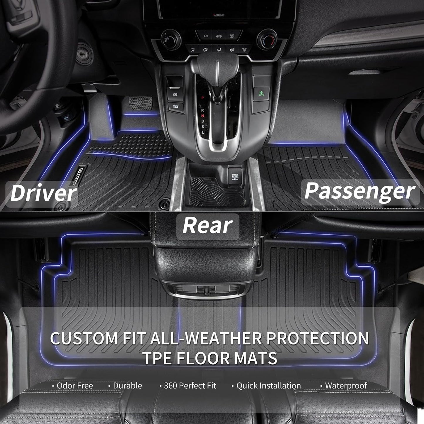 KELCSEECS® Floor Mats & Cargo Liner Custom for Nissan Pathfinder 2013-2020 7 Seat Waterproof Mats All Weather Mats Guard Automotive Liners Front& Rear& 3rd Row Full Set Pathfinder Accessories Black