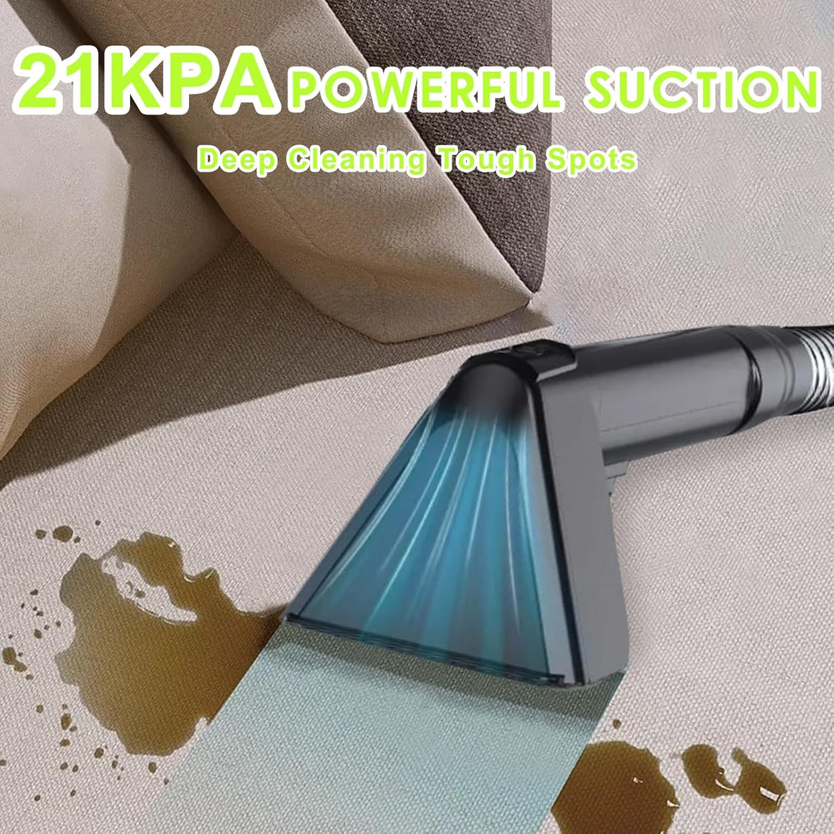 Portable Carpet & Upholstery Cleaner, Deep Cleaning for Rugs, Couch, Curtain, Car Interiors Stains, Pet & Family Friendly, 800W high-performance motor 21Kpa 120V (White)