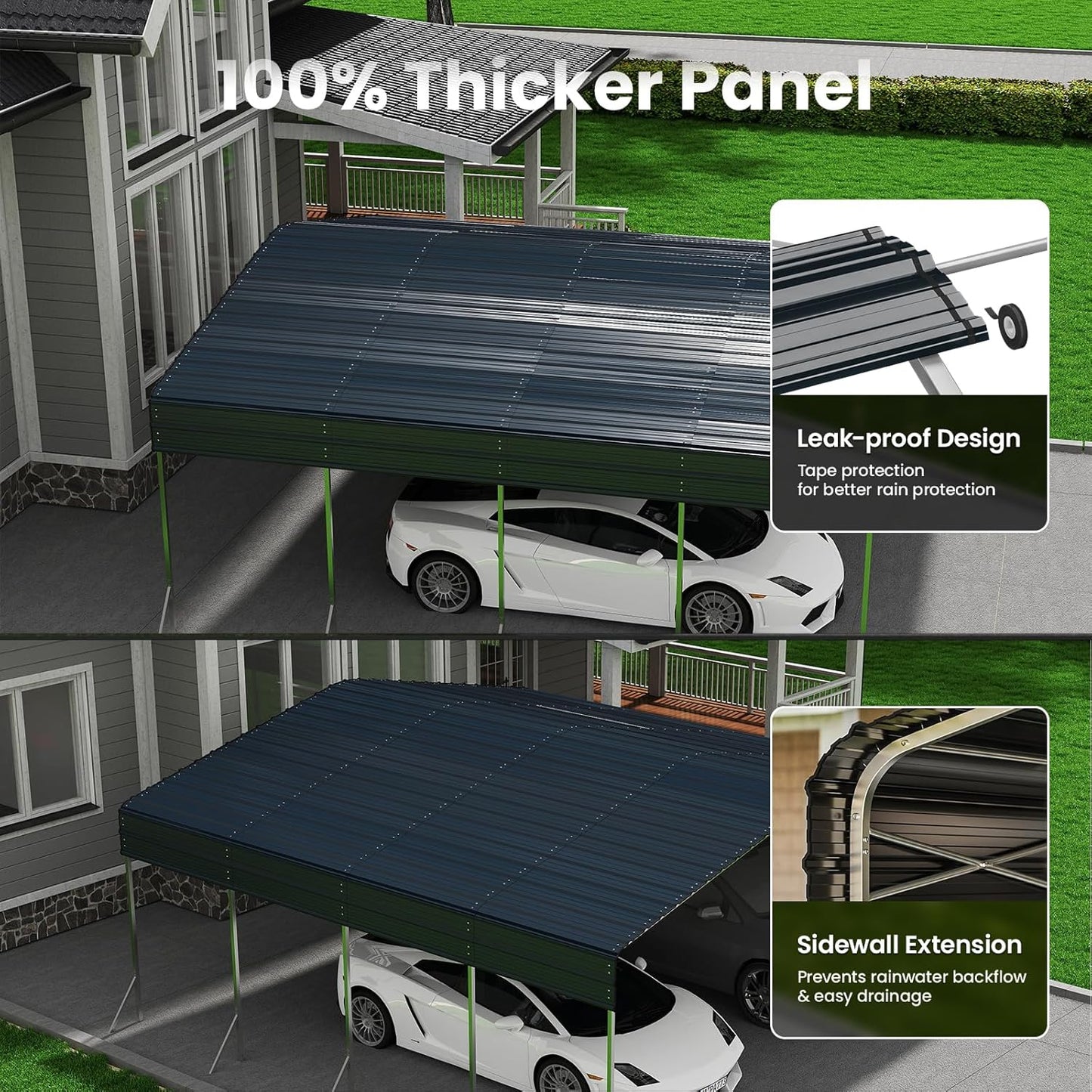 Heavy Duty Metal Carport – Sturdy Structure, All-Weather Protection, Easy Assembly for Cars, Trucks, Boats, Tractors, and Outdoor Storage (Gray, 20X20 FT)