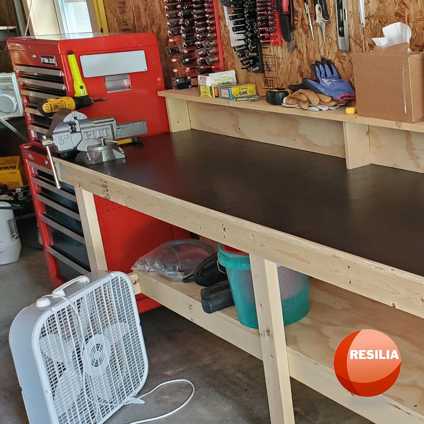 RESILIA Work Bench Mat - 23.5" X 47.5", Scratch-Resistant PVC Mats - Protect Your Workbench, Table, or Tool Station from Painting, Woodworking, Crafting, Building, & More, Black, Made in The USA