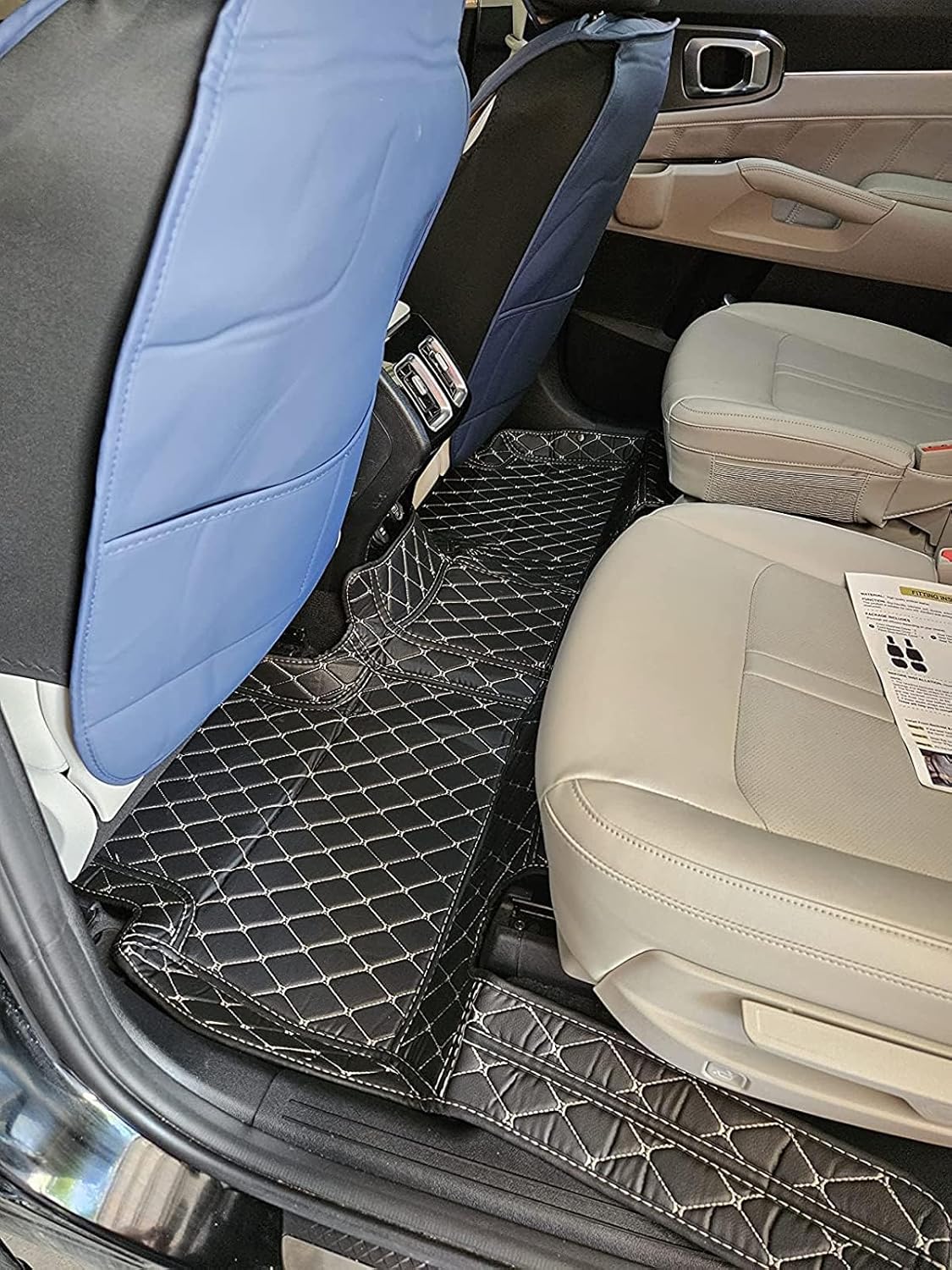 Custom Car Floor Mat Compatible with BMW Mercedes-Benz Toyota Cadillac Lexus Honda Infiniti Nissan Hyundai Kia Audi All Models Cars Sedans SUVs Automotive Mats (Edge White Middle Black White)
