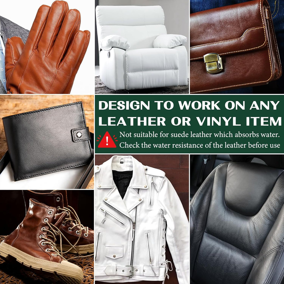 White Leather Repair Kit, Leather Recoloring Balm – Restore & Repair Faded Leather on Couches, Car Seats, Shoes & Furniture | Leather Color Restorer & Conditioner | Easy DIY Application