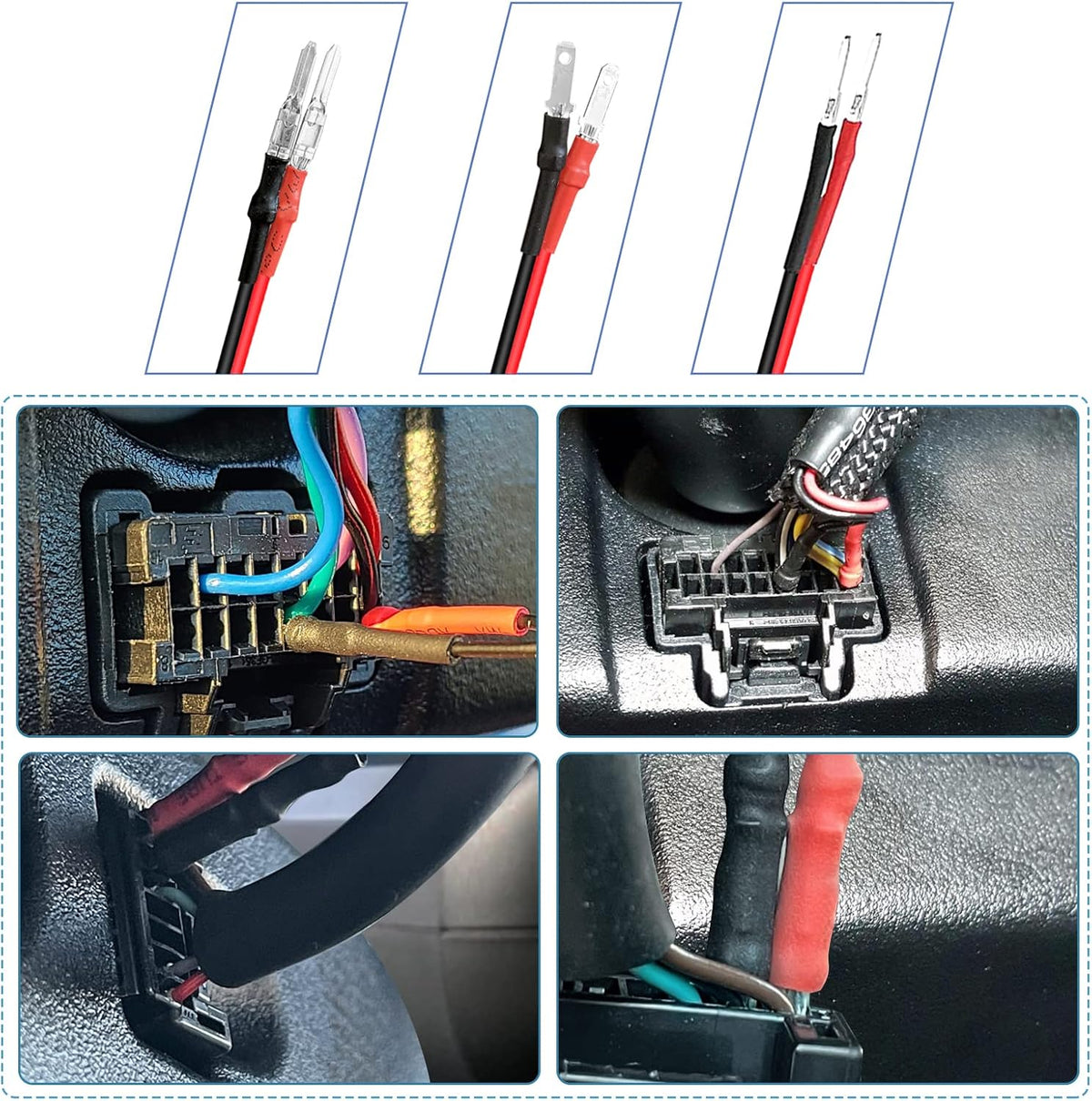 Radar Detector Hardwire Power Cord,Rearview Mirror Plug Cable,with Inline Fuse Holder,Suitable for Uniden Escort Beltronics Valentine One Cobra Whistler Radar Detector,3-Piece Set,13.7'' (DC3.5)