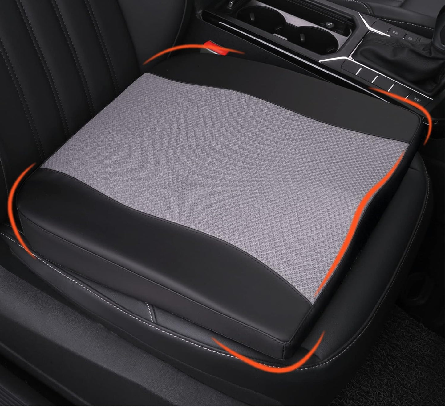 Car Seat Cushion, Comfort Memory Foam Car Cushions for Driving - Sciatica & Lower Back Pain Relief, Driver Seat Pillow for Auto, Office Chair, Wheelchair - Black&Gray
