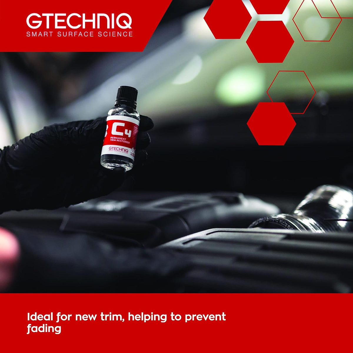 Gtechniq C4 Permanent Trim Restorer 30ml - Revitalize Tired, Faded, Discoloured Car and Vehicle Trim - Premium Weather Protection, UV Resistant, Leaves No Unattractive Gloss - 2 Year Durability