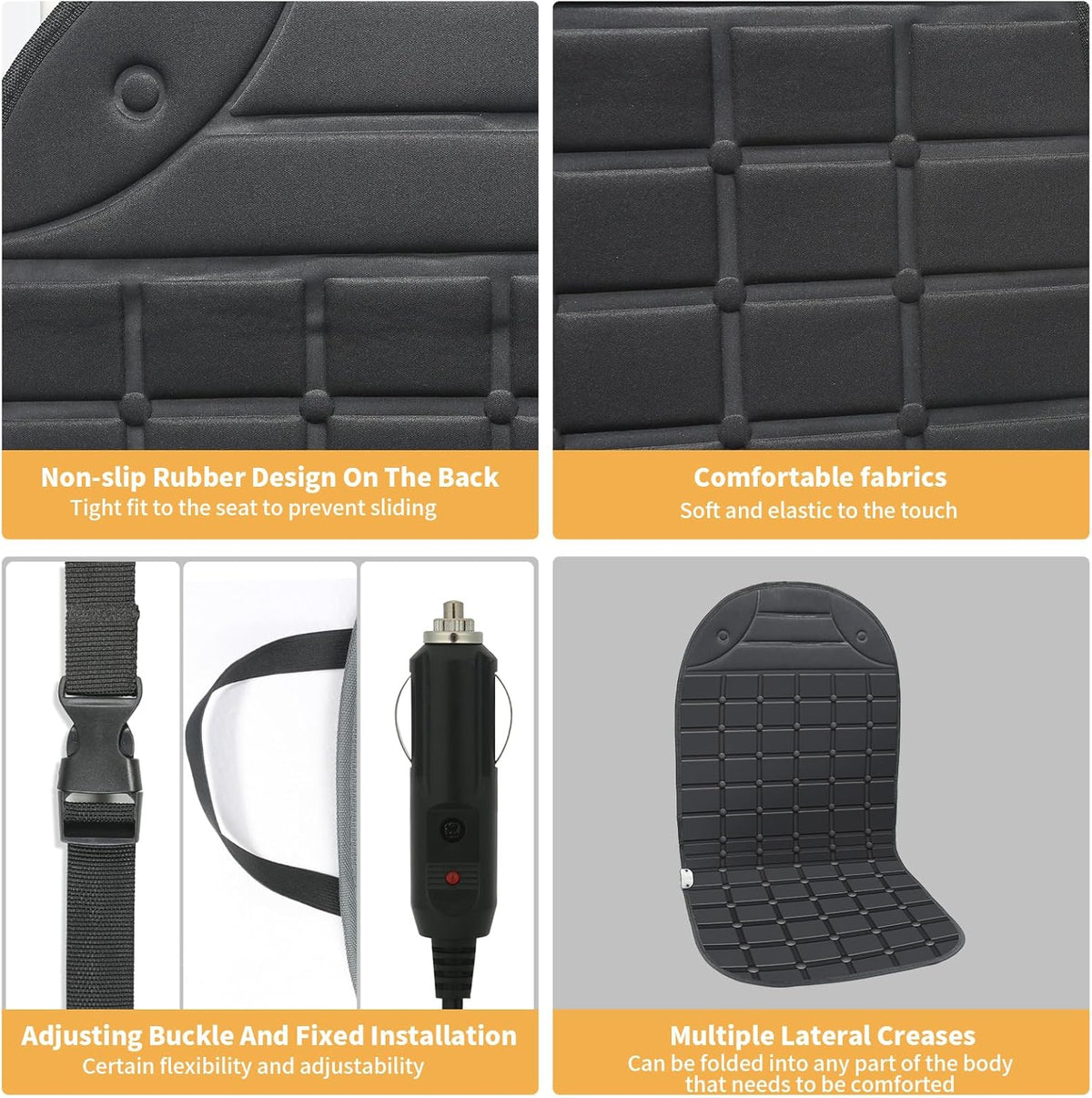 Seat Cushion for Cold Weather - Winter Soft Seat Cover with Adiustanle Buckle for Full Back and Seat (Black)