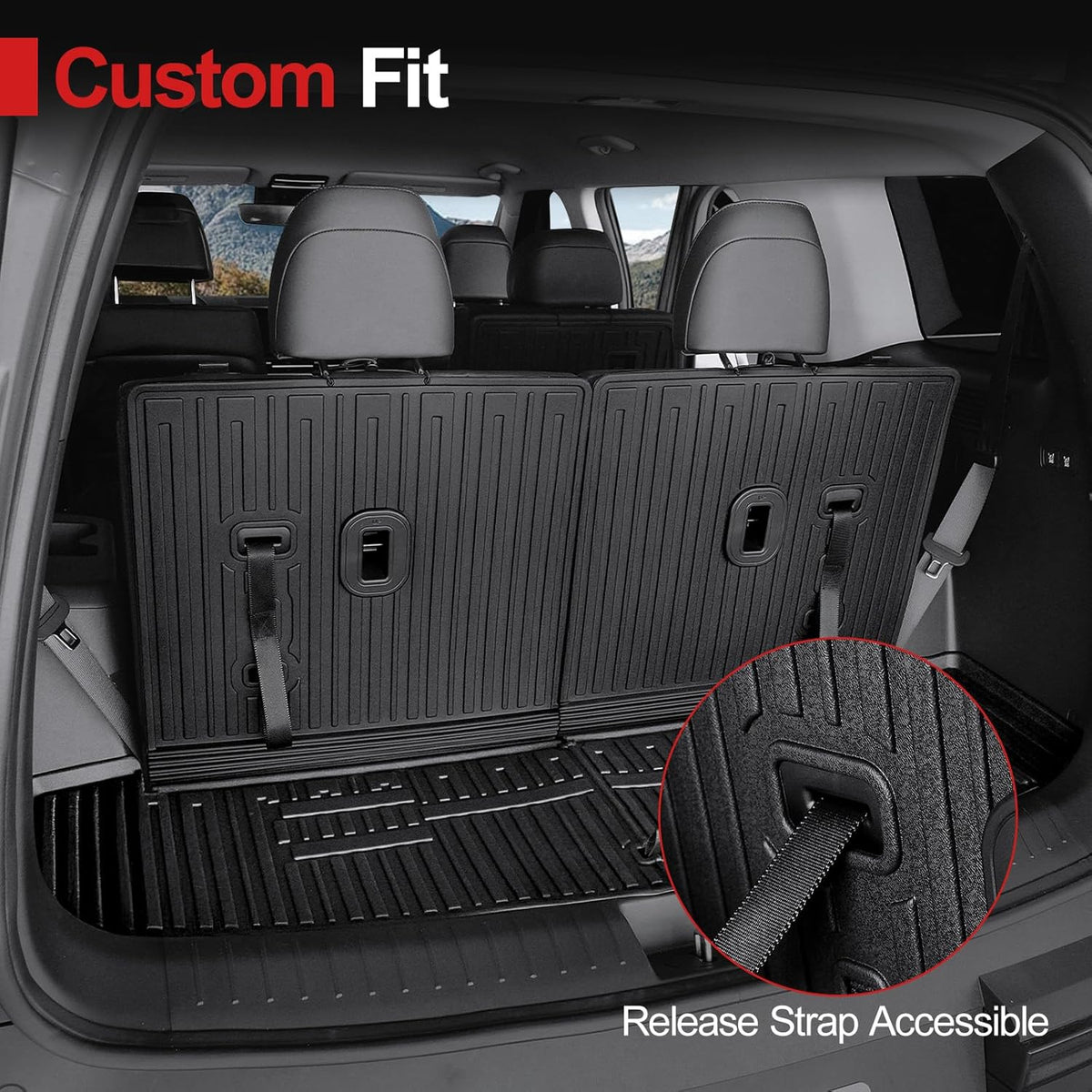 Cargo Mat for 2025 Hyundai Santa FE, All Weather TPE Cargo Mat with Backrest Mat Rear Cargo Liner Protection for Hyundai Santa Fe Calligraphy Accessories (Fit Hybrid and Fuel) 2024 2025