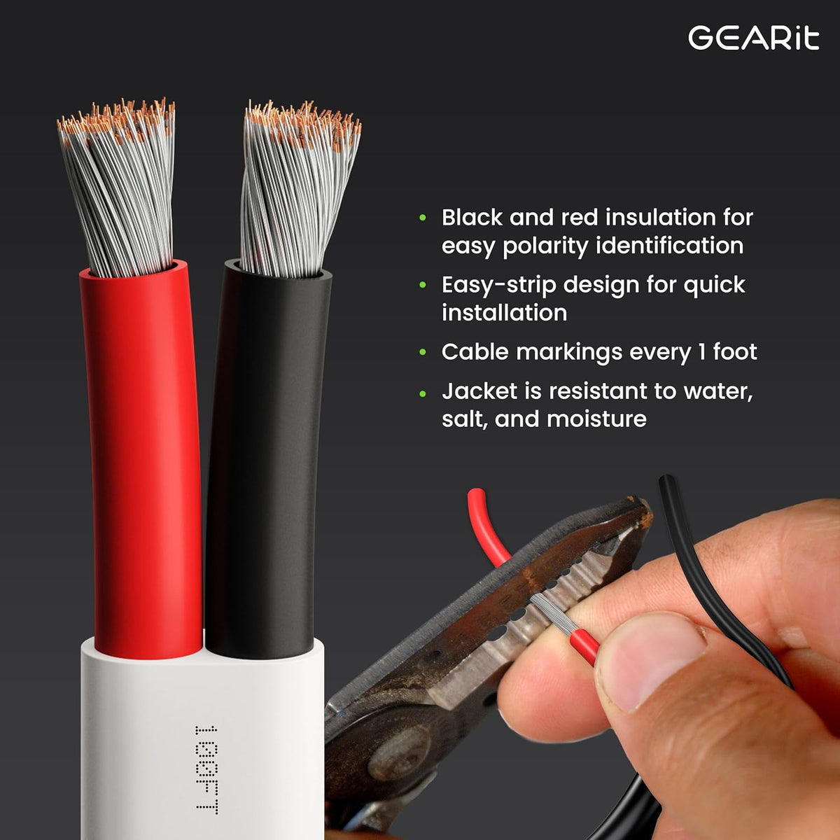 GEARit 8 Gauge Marine Wire, 8/2 AWG (200ft) Marine Grade Tinned Copper Oxygen Free, Duplex 2-Conductor Insulated Red & Black Electrical Cable for Boat, Automotive, RV, Camper, Trailer