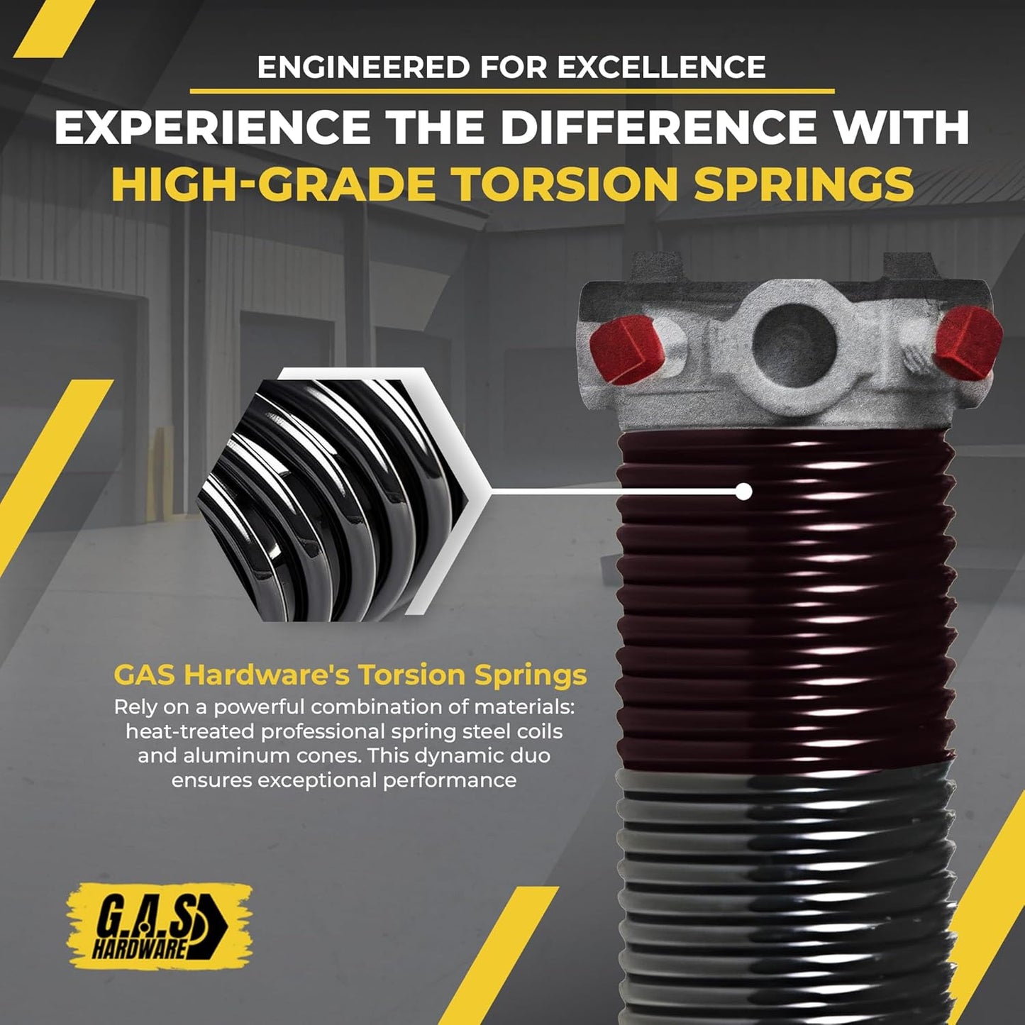 Garage Door Torsion Springs 234x2x25 Includes 1” Steel Bearing, Gloves, and Winding Bars for Left and Right Side of Garage Door Precision E-Coating 5-Year Warranty Minimum 30,000 Cycles (Pair)