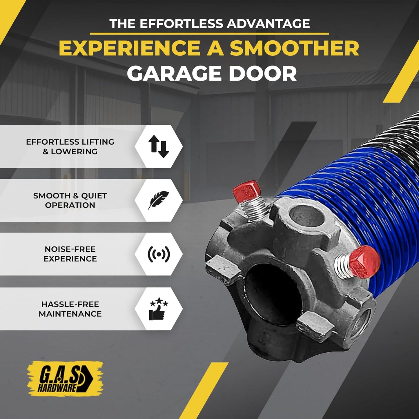 Garage Door Torsion Spring 262x1.75x38 Includes 1” Steel Bearing, Non-Slip Gloves, and Winding Bars for Left Side of Garage Door Precision E-Coating 5-Year Warranty Min. 30,000 Cycles (Red Cone)