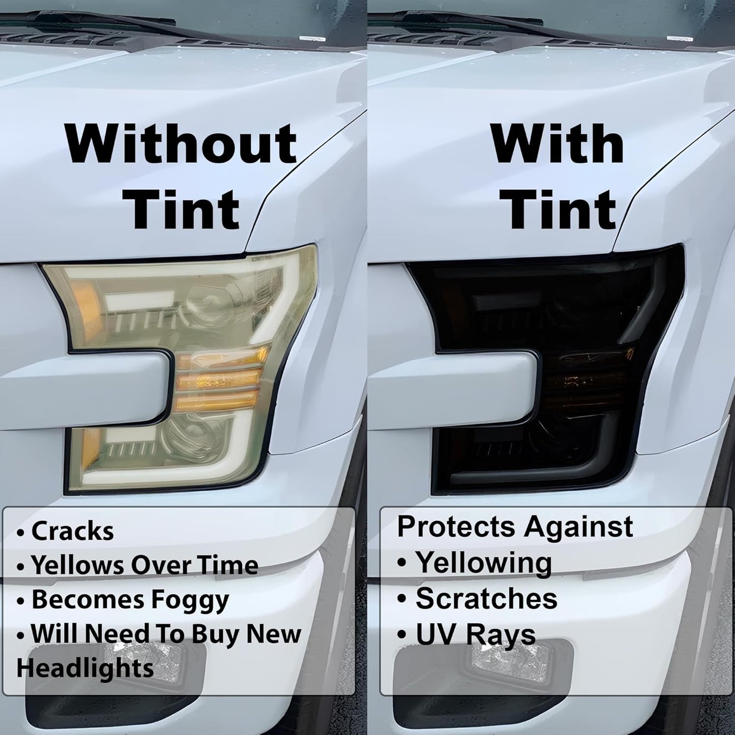 BOGAR TECH DESIGNS Full Headlight Head Light Tint Kit Fits Cadillac Escalade (ESV) 2015-2020, Dark Smoke