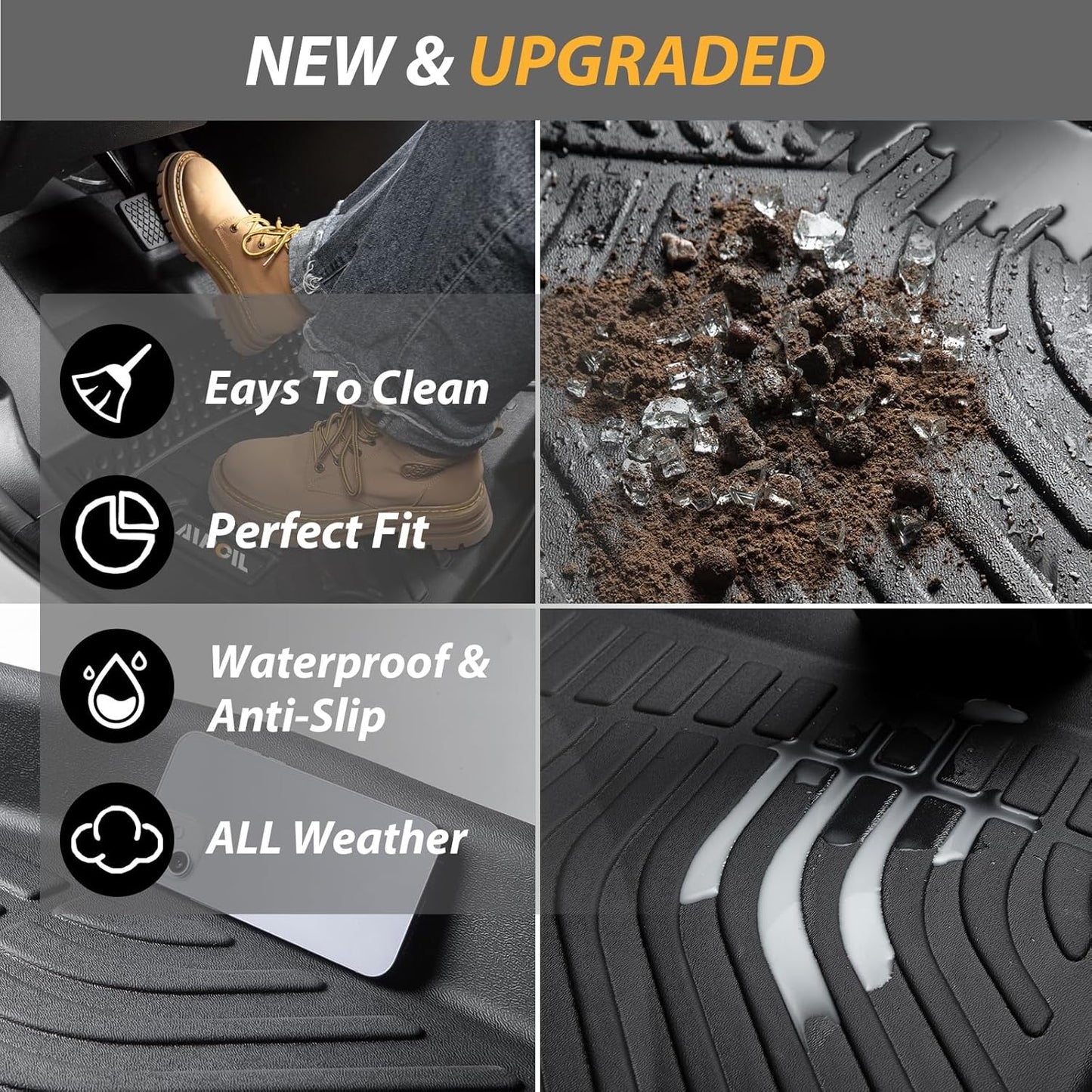 AIPOIL® Floor Mats & Cargo Liner Set for 2016-2020 Kia Optima & 2015-2019 Hyundai Sonata (‌Including Hybrid‌) | All-Weather | Easy to Clean | All-Round Protection Accessories.