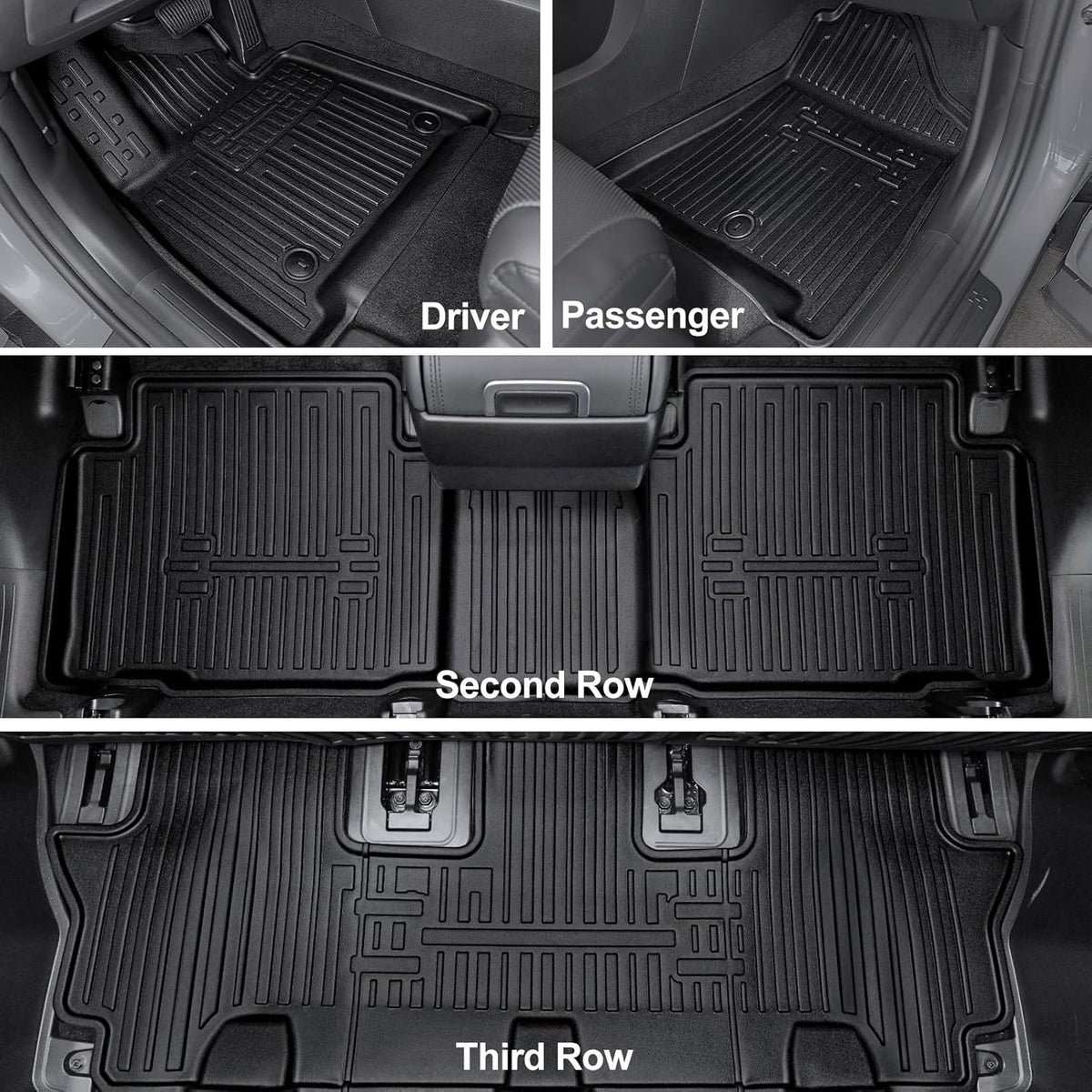 Floor Mats for 2025 Hyundai Santa Fe, All Weather TPE Cargo Mat with Backrest Mat Interior Car Mats Protection for Hyundai Santa Fe Calligraphy Accessories (Fit Hybrid and Fuel) 2024 2025