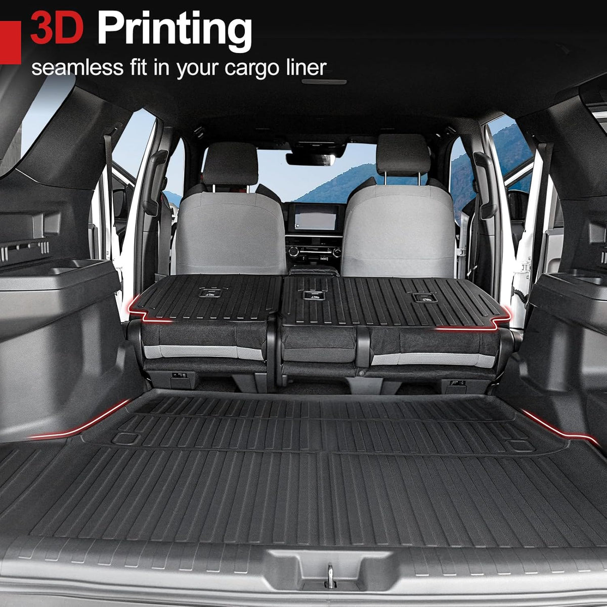 Cargo Liner & Backrest mat for 2025 Toyota 4Runner Fuel 5-Seater, Full Coverage All Weather TPE Cargo Mat & Trunk Backrest Protectors