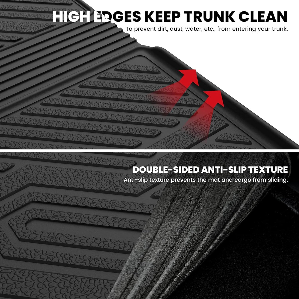 LASFIT Trunk Mat with Backrest Mat for Honda Pilot 2016-2023 2024 2025, All Weather TPE Custom Fit Pilot Cargo Mat Cargo Liner Cargo Tray Trunk Liner Trunk Tray with Seatback Cover, Black
