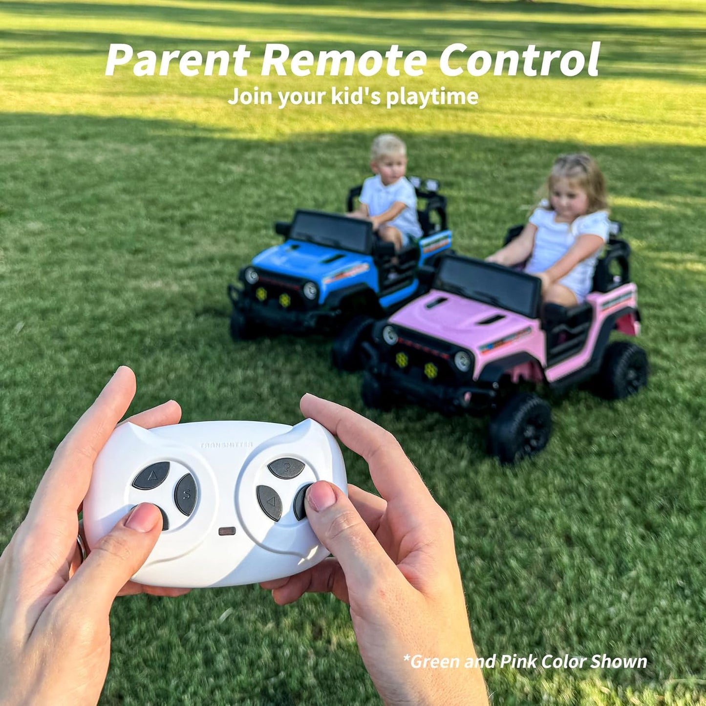 4WD Kids Ride on Car Truck, 12V 7Ah Kids Electric Vehicles Car Ride on Toy for Toddlers with Remote Control - Blue