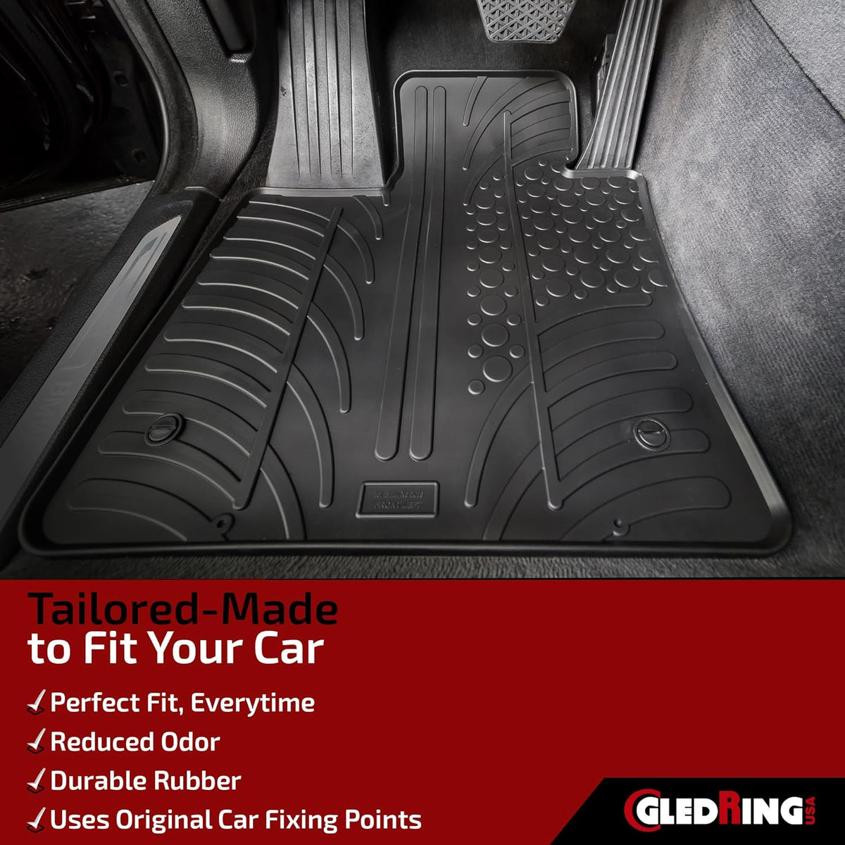 Gledring USA Custom Fit All-Weather Rubber Floor Mats Intended for Mercedes Benz GLE Class/AMG GLE 43/63 / 63S / GLE 450 AMG (W166) 2016-2019, No Trimming Required, Tailored Custom Fit