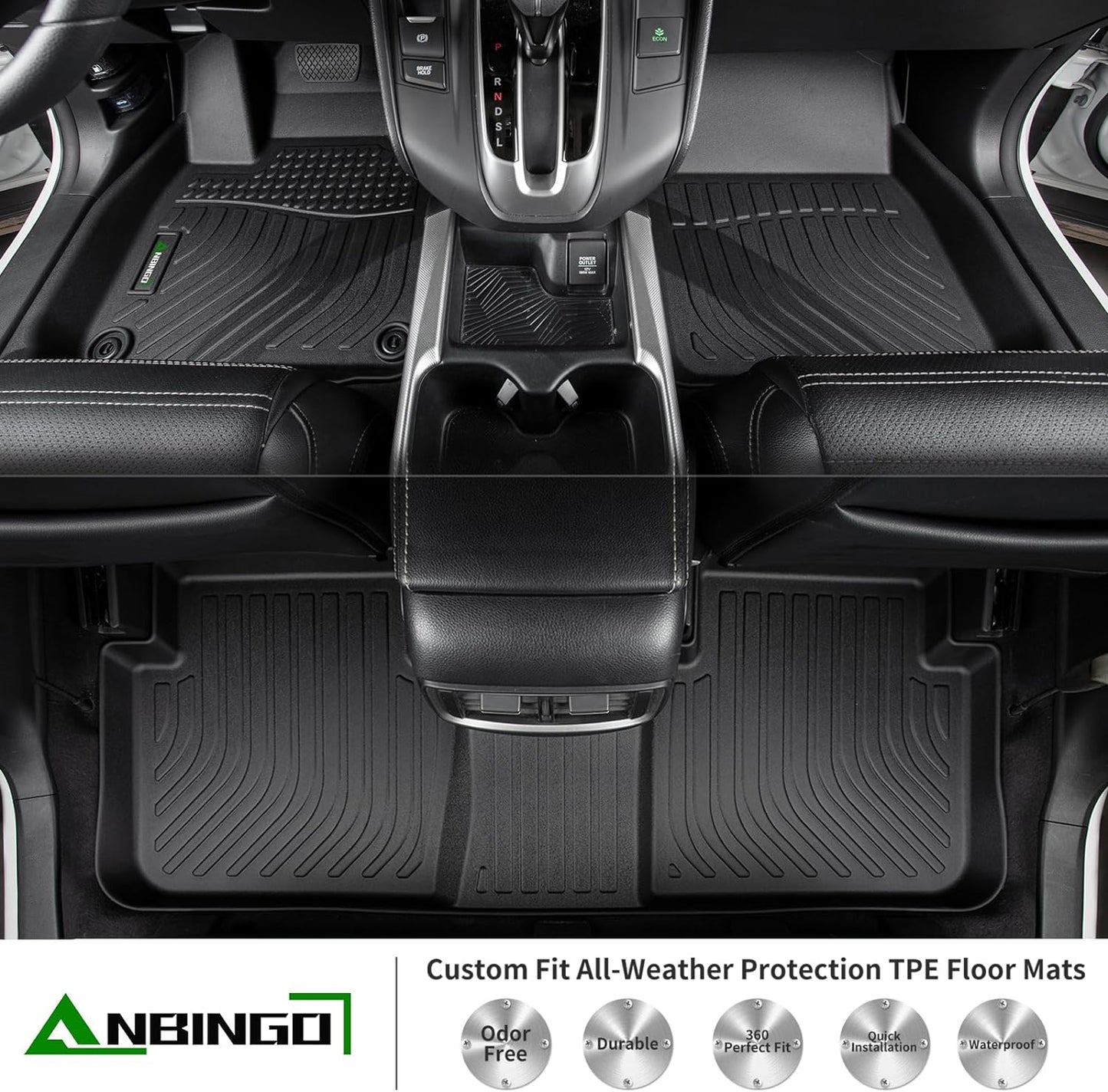 ANBINGO®-Car Mats Custom for Ford Ranger 2024-2019 (SuperCrew Cab) All Weather for Ford Ranger Floor Mats Protection TPE Waterproof Ranger Car Floor Liners, for 2024 Ranger Accessories