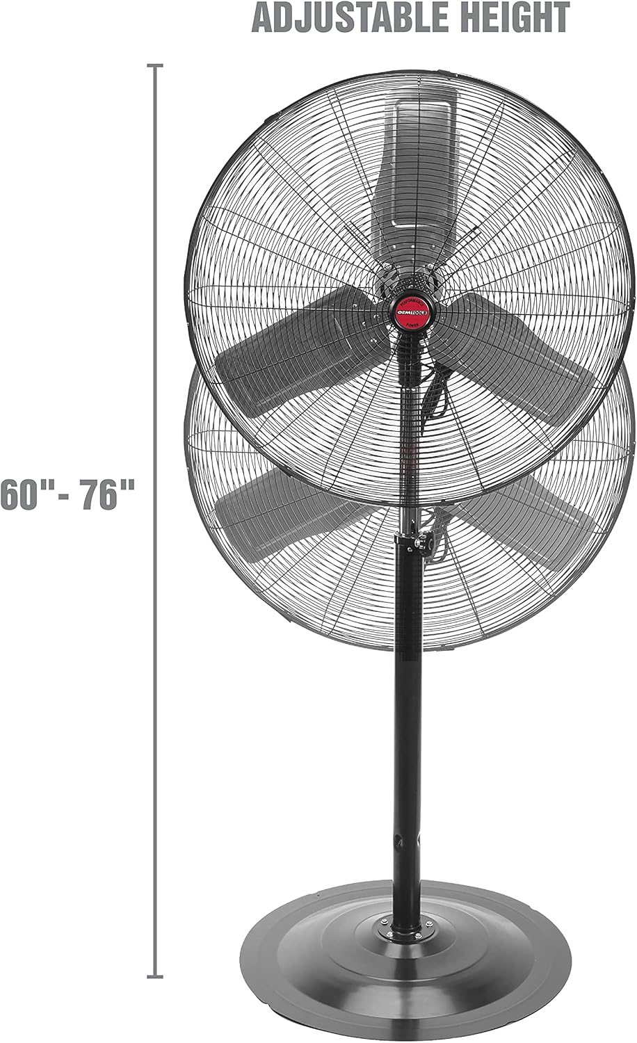 OEMTOOLS OEM24885 30" Oscillating Pedestal Fan, Adjustable Height for Garage, Shop, Gym, Warehouse 9500 CFM Airflow, 3-Speed Enclosed Motor, 3 Aluminum Blades, Dust-Resistant Industrial Purpose