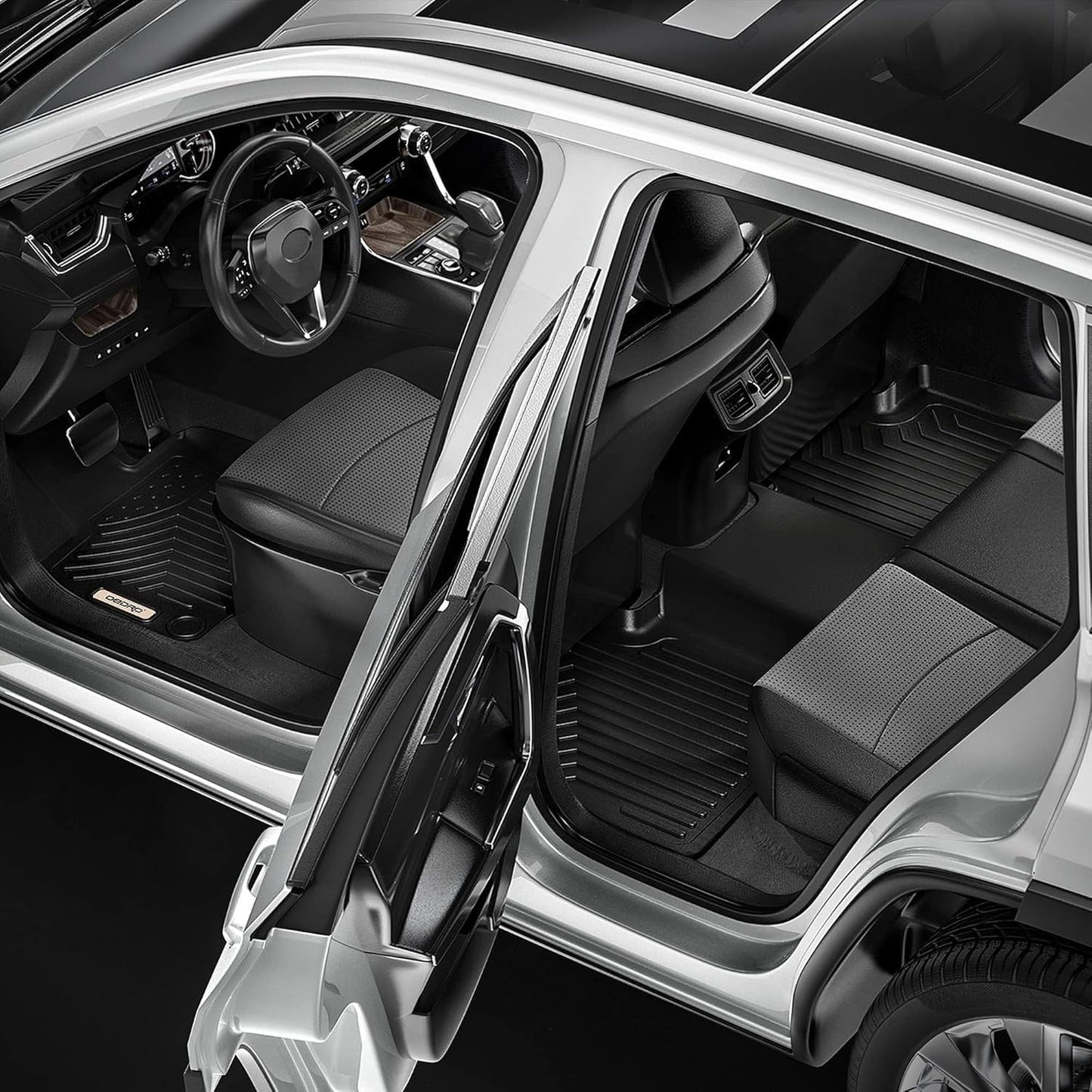 OEDRO Floor Mats Compatible with 2019-2025 Nissan Altima, Unique Black TPE All-Weather Guard Includes 1st and 2nd Row Full Set Liners