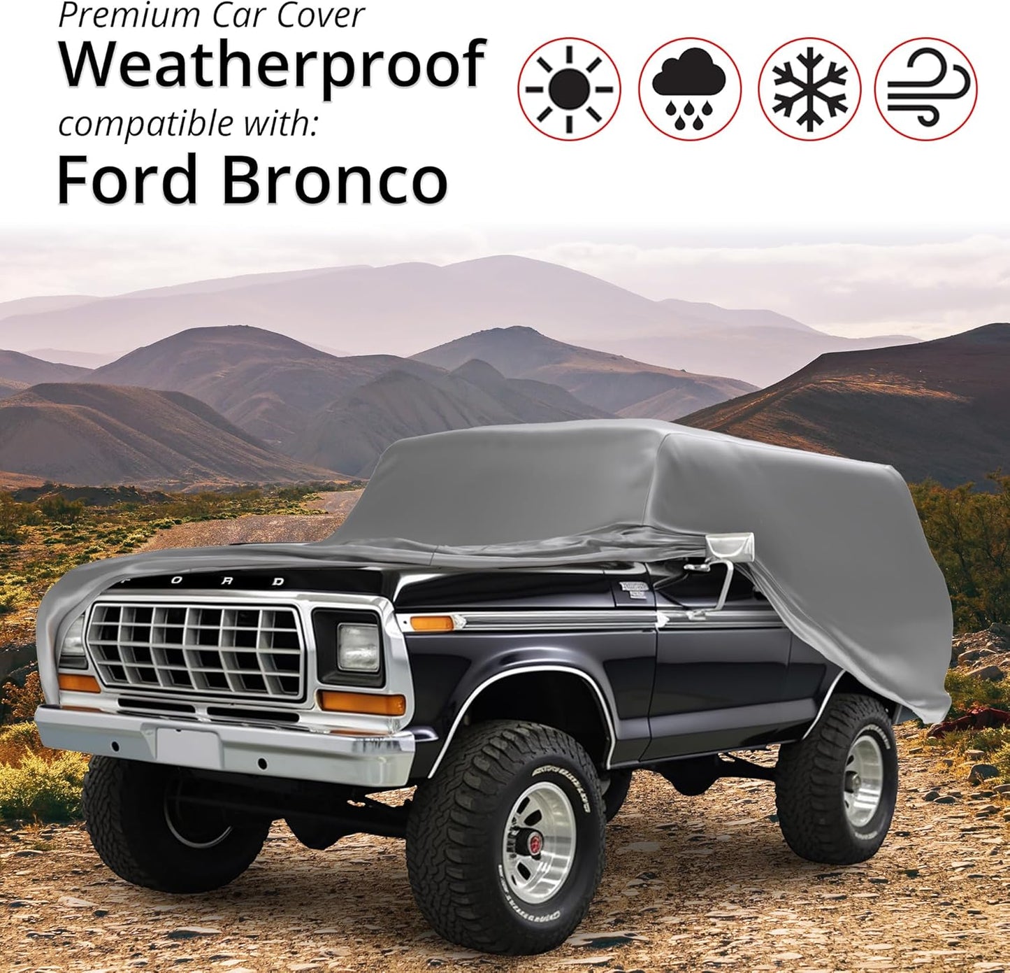 Car Covers Weatherproof Max SUV Cover & Warranty Compatible with Ford 1992-1996 Bronco 5th Gen- Outdoor Cover Theft Cable Lock SUV Accessories Better Than Waterproof