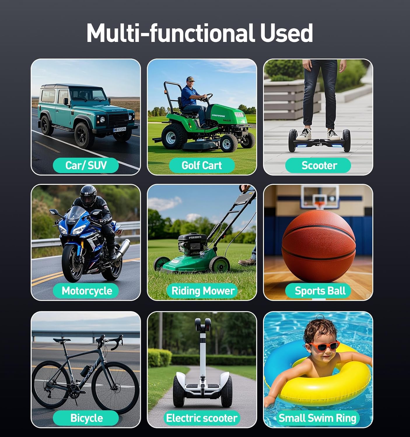 Tire Inflator Portable Air Compressor, 150PSI＆20000mAh Battery Air Pump for Car Tires, 6X Inflate Portable Tire Inflator for Car Motorcycle Balls Bike Pump,12DC Tire Pump with LED Light, Auto shut-off