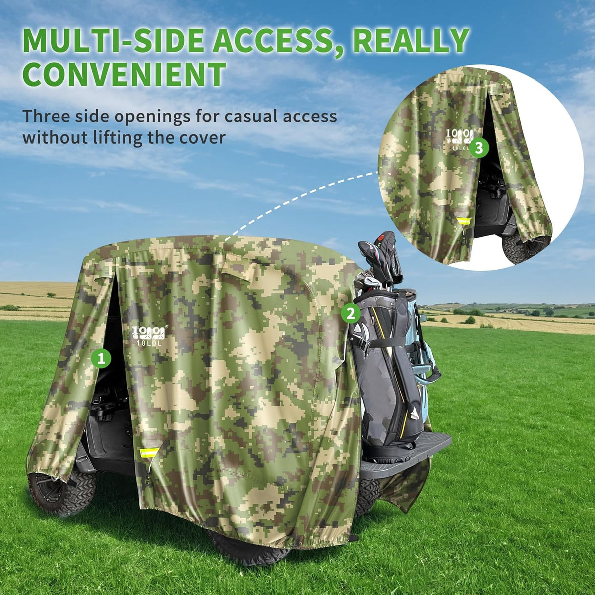 10L0L Heavy Duty Golf Cart Cover for 2/4 Passengers EZGO, Club Car and Yamaha, All Weather Outdoor Protection Weatherproof