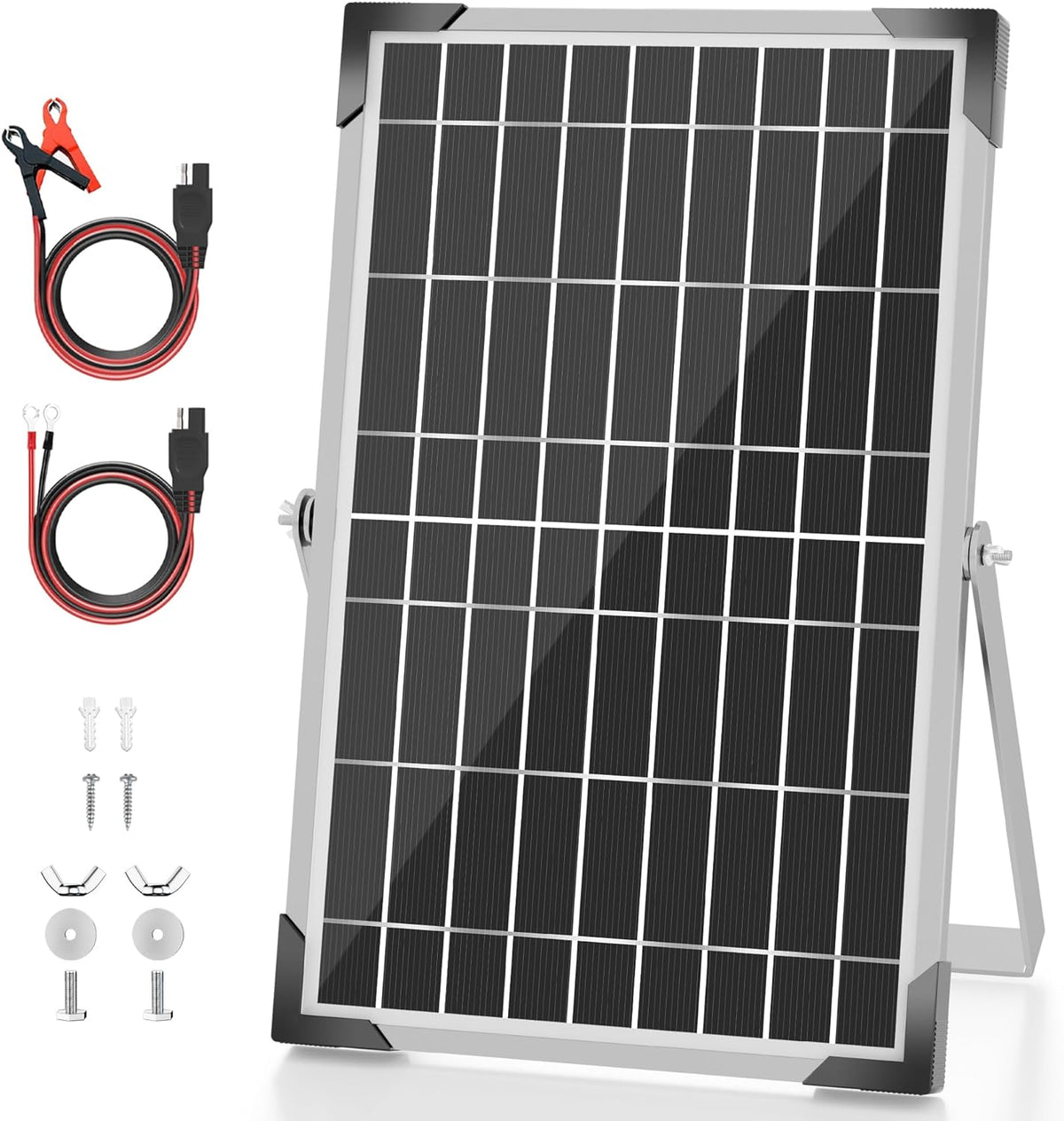 Solar Battery Trickle Charger: 10 Watt 12V Solar Panel Maintainer for Car Boat - Waterproof Monocrystalline Solar Charger with Controller for RV Marine Trailer Truck Motorcycle