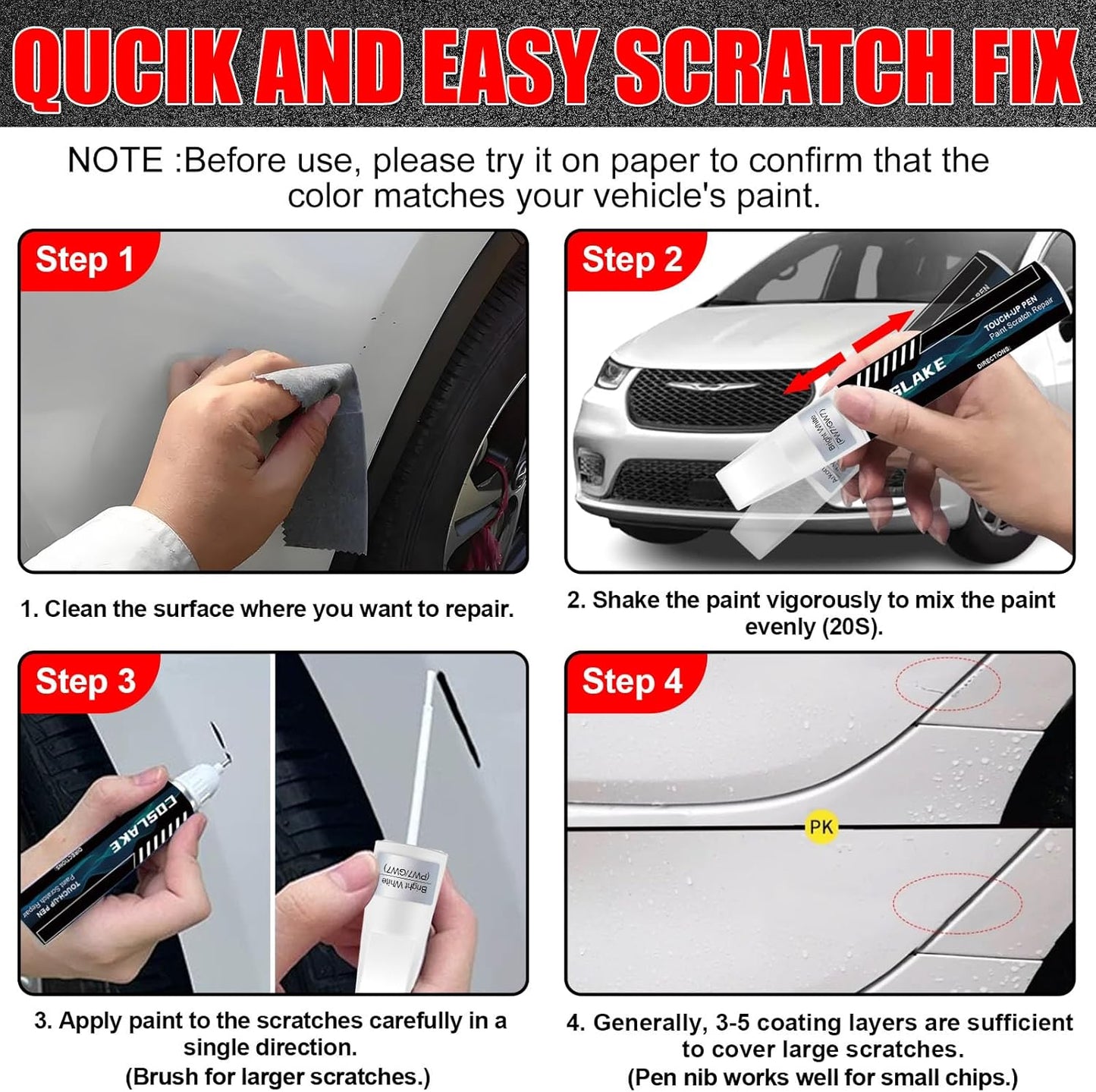 Car Touch Up Paint(Fathom Blue(PPS/LPS)) for Chrysler, Car Paint Scratch Repair Kit, Quick & Easy Solution to Repair, 2 in 1 Scratch Remover Pen with 2PCS Disposable Micro Applicators