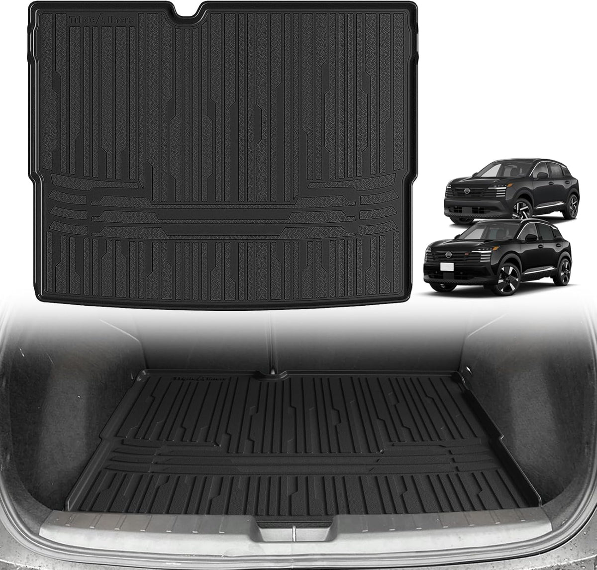 TripleAliners Trunk Mat All Weather Liners Compatible with 2025 Nissan Kicks Interior Accessories Custom Fit Anti-Slip TPE Full Coverage Protection Rear Trunk Floor Mat (SV SR Trim Level ONLY)