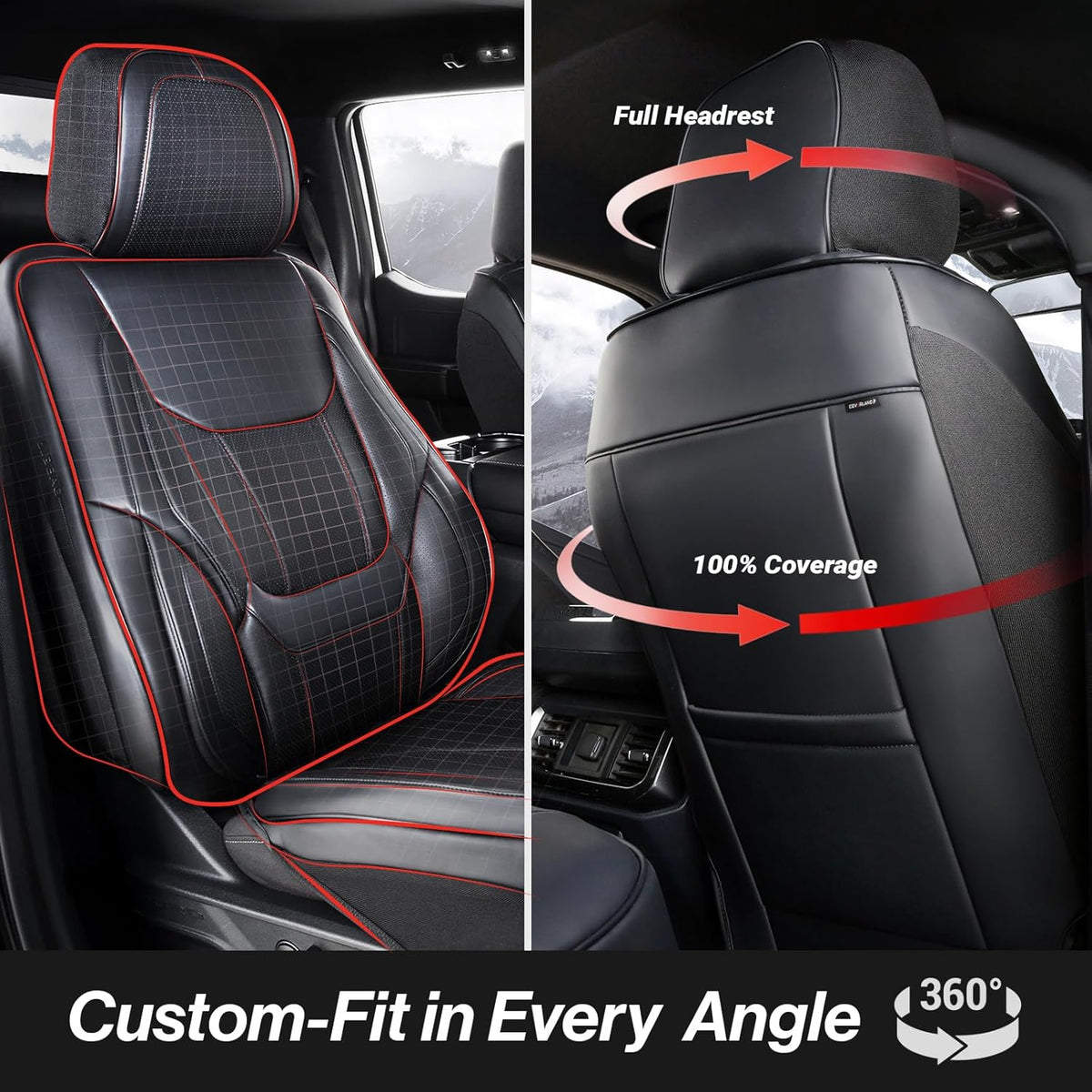 Coverland Custom Car Seat Covers Compatible with 2000-2006 Tundra Regular Cab, Access Cab, Double Cab - Premium Leather Waterproof Interior Protector Front Seat-Black [See Size Chart-Size A61]