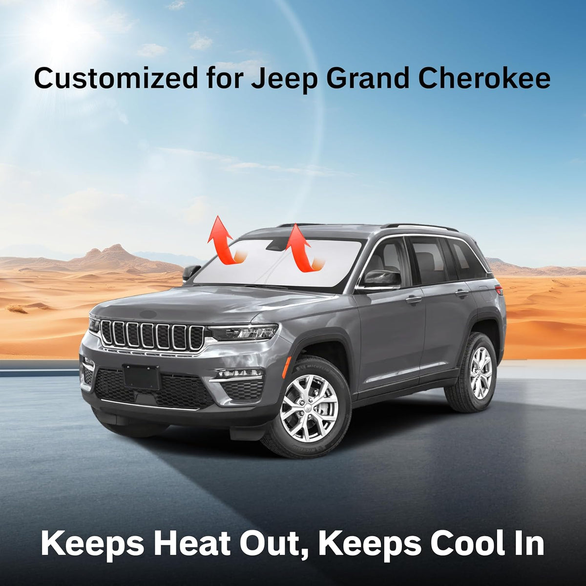 for Jeep Grand Cherokee Accessories 2011-2025 EcoNour Car Windshield Compatible (Not for Grand Cherokee L &Jeep Cherokee) | 210T Polyester with UV Protection | Easy Installation-Storage Pouch