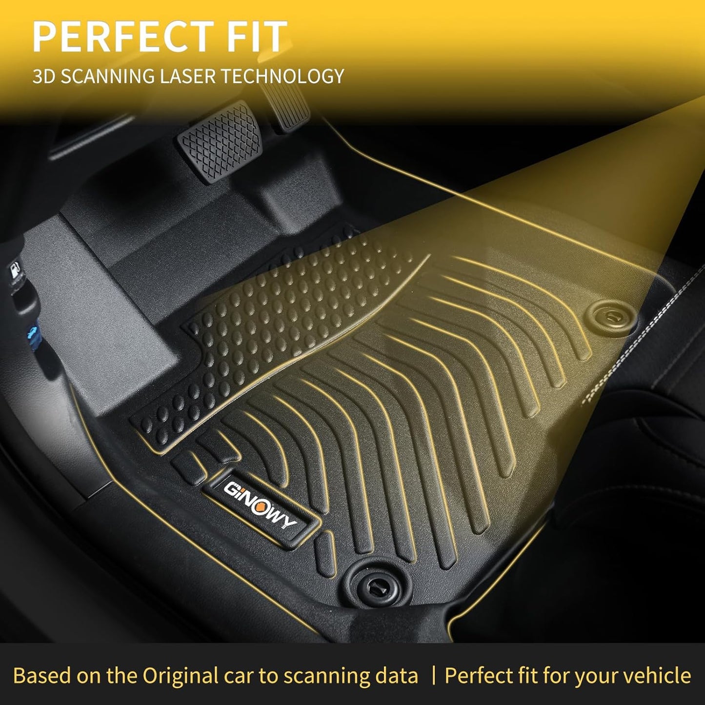 GINOWY-Floor Mats for Ford Focus 2012-2018丨TPE All Weather Car Mats Rubber Liners for Ford Focus Accessories