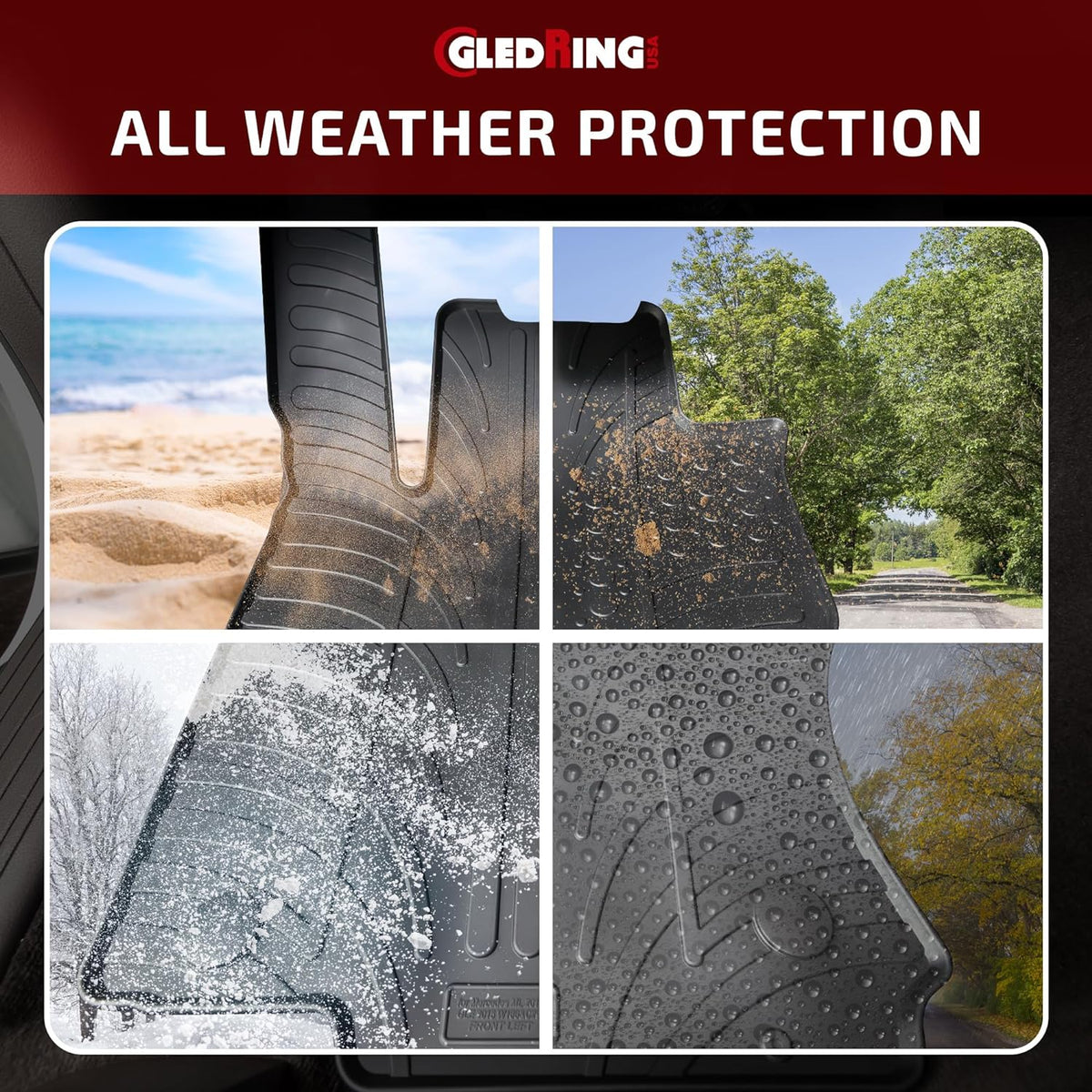 Gledring USA Custom Fit All-Weather Rubber Floor Mats Intended for Mini Cooper Hatch F56 (3 Door) 2015-2022, No Trimming Required, Tailored Custom Fit, Protects from Rain, Mud, and Snow.